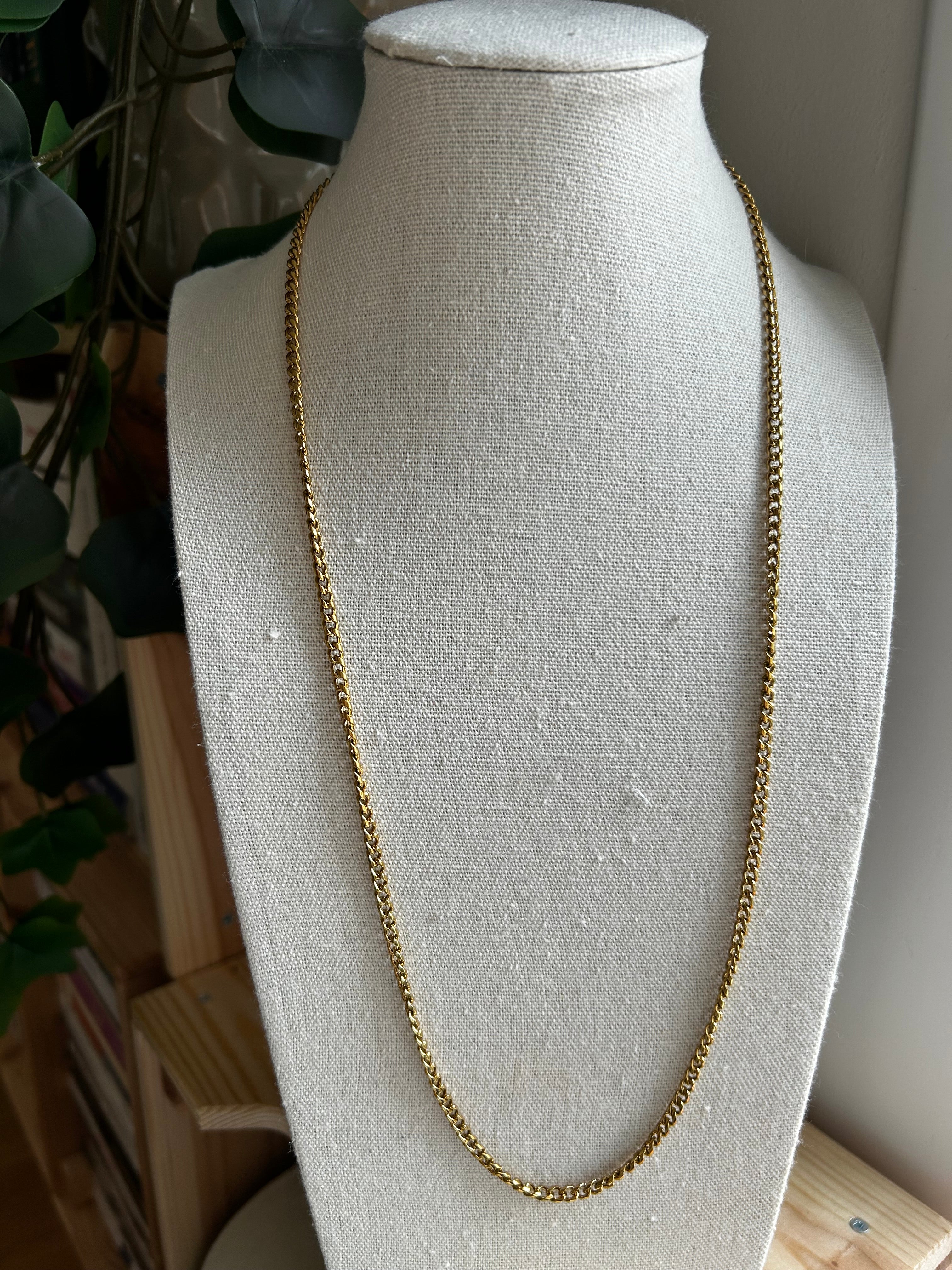 Collier acier inoxydable doré chaine longue