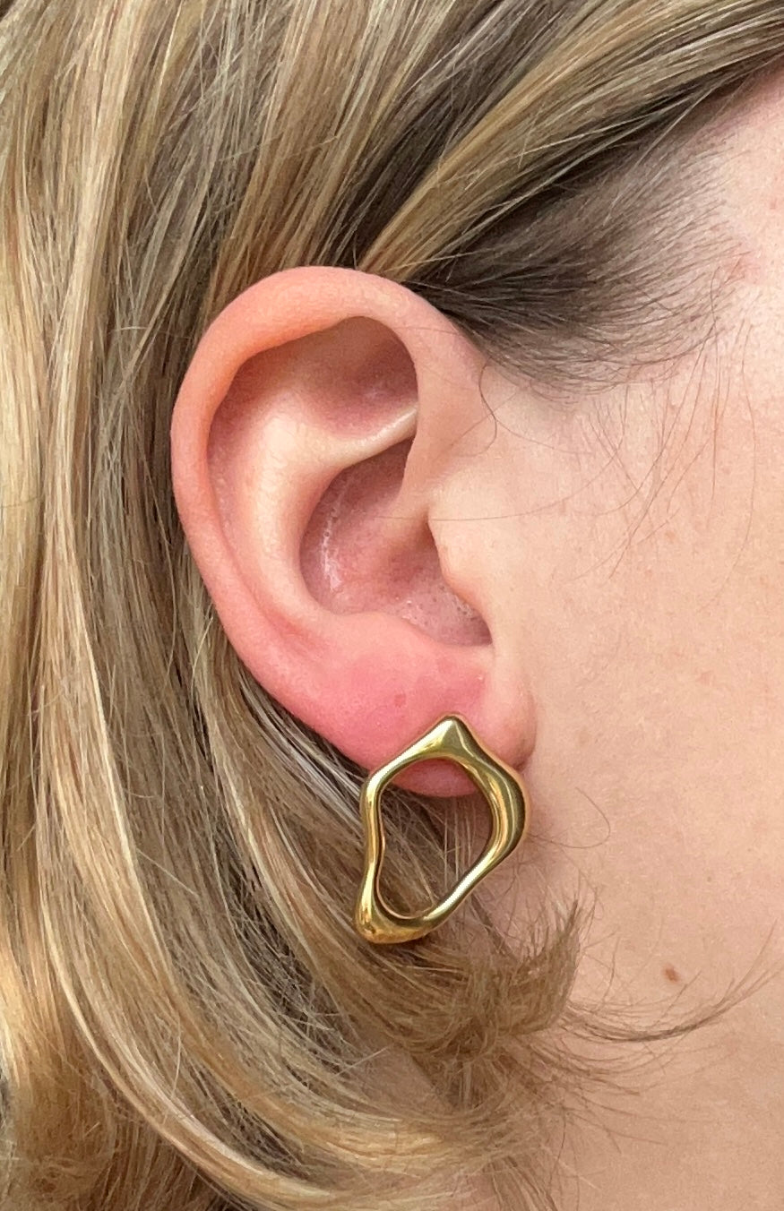 Boucle d’oreille acier inoxydable doré ovale