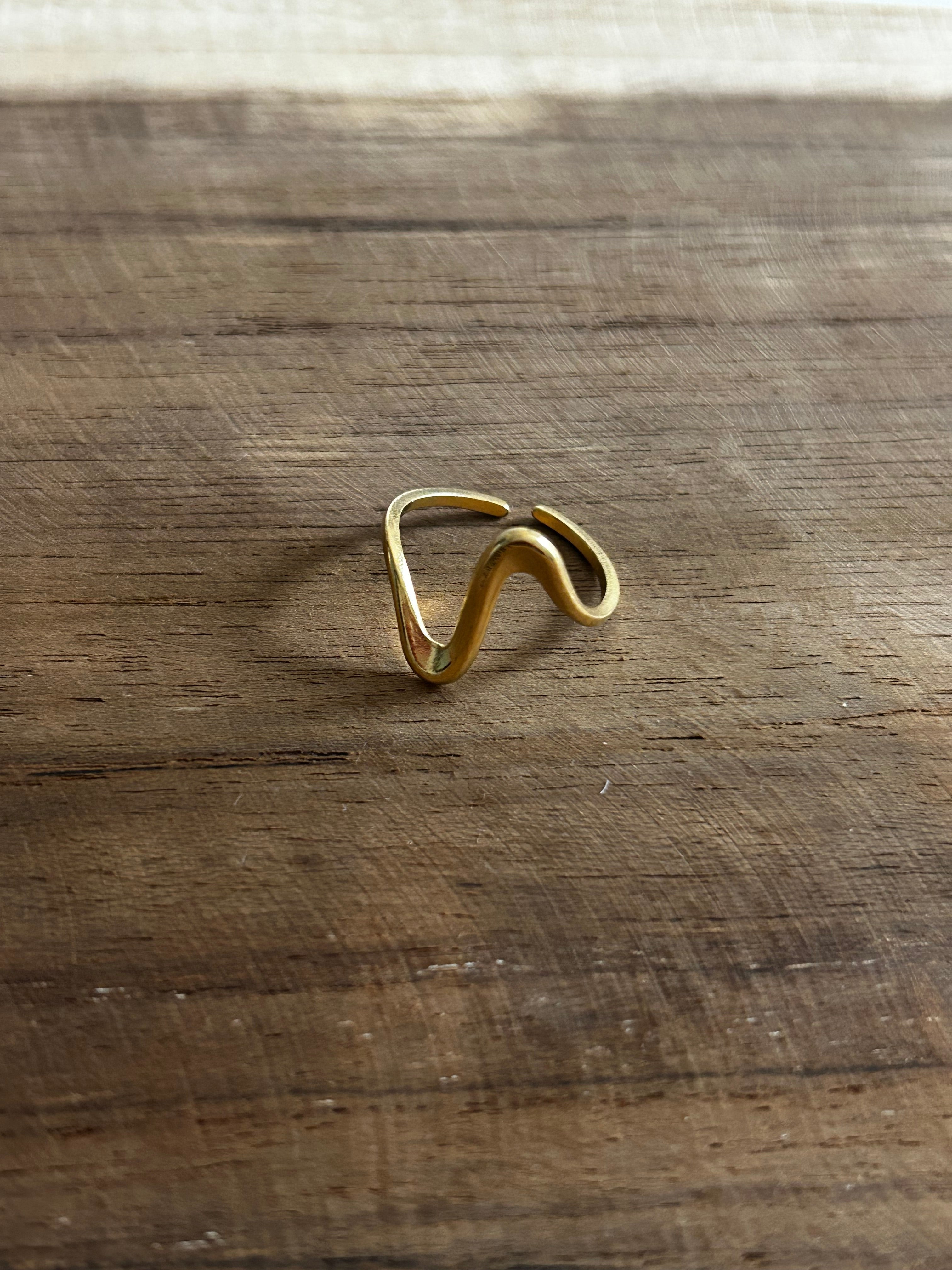 Bague acier inoxydable doré losanges nacrés
