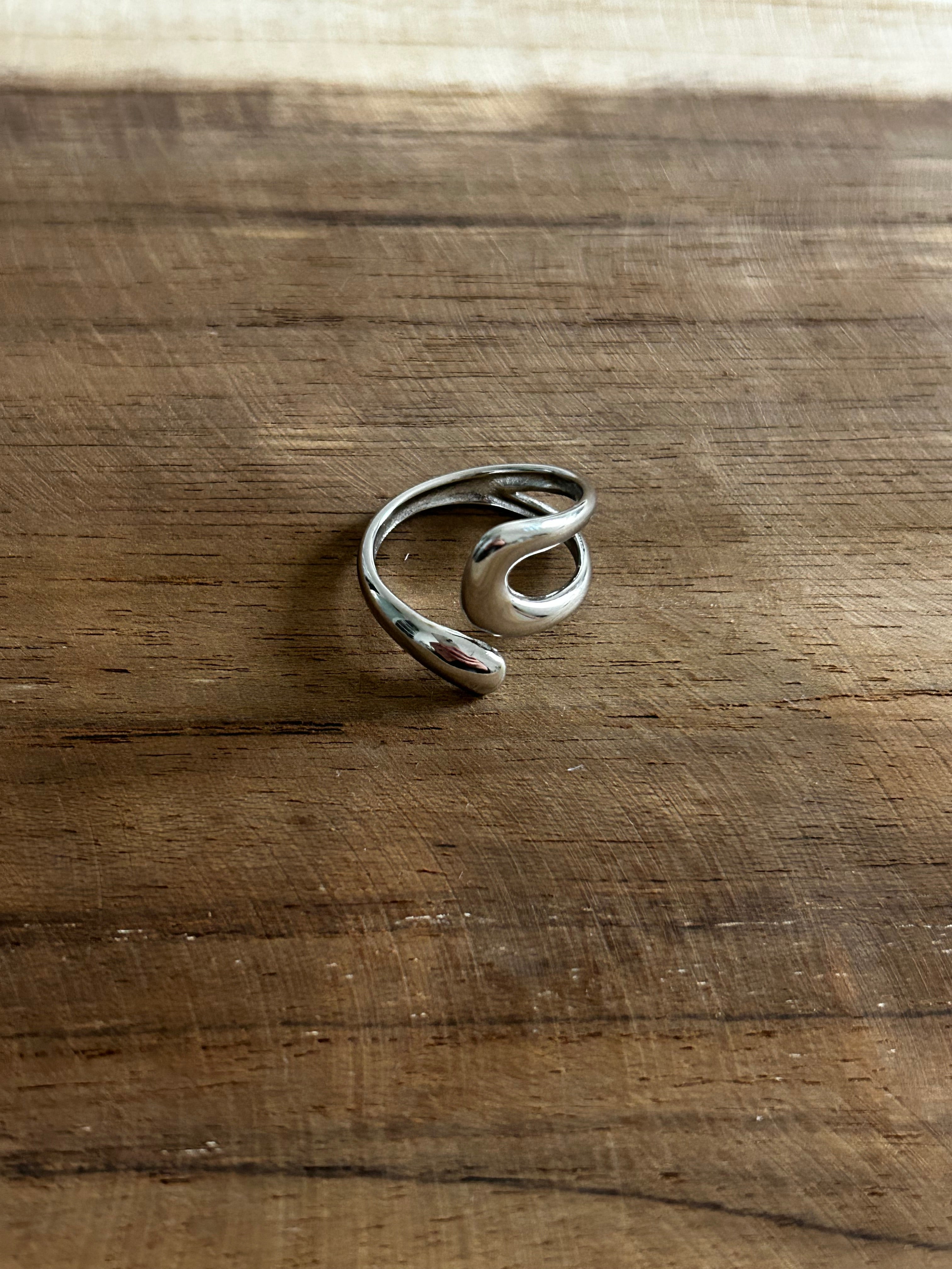 Bague acier inoxydable argenté torsadé