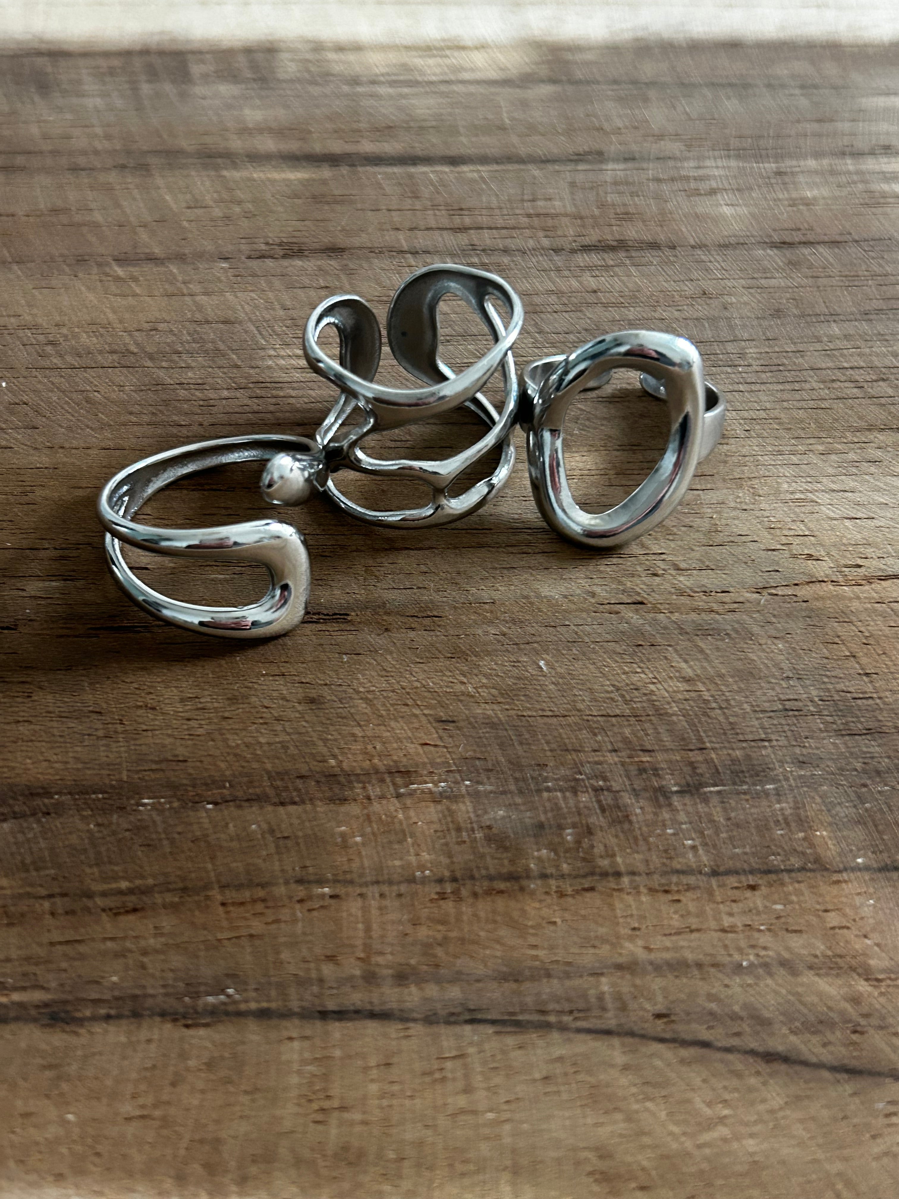 Bague acier inoxydable argenté torsadé