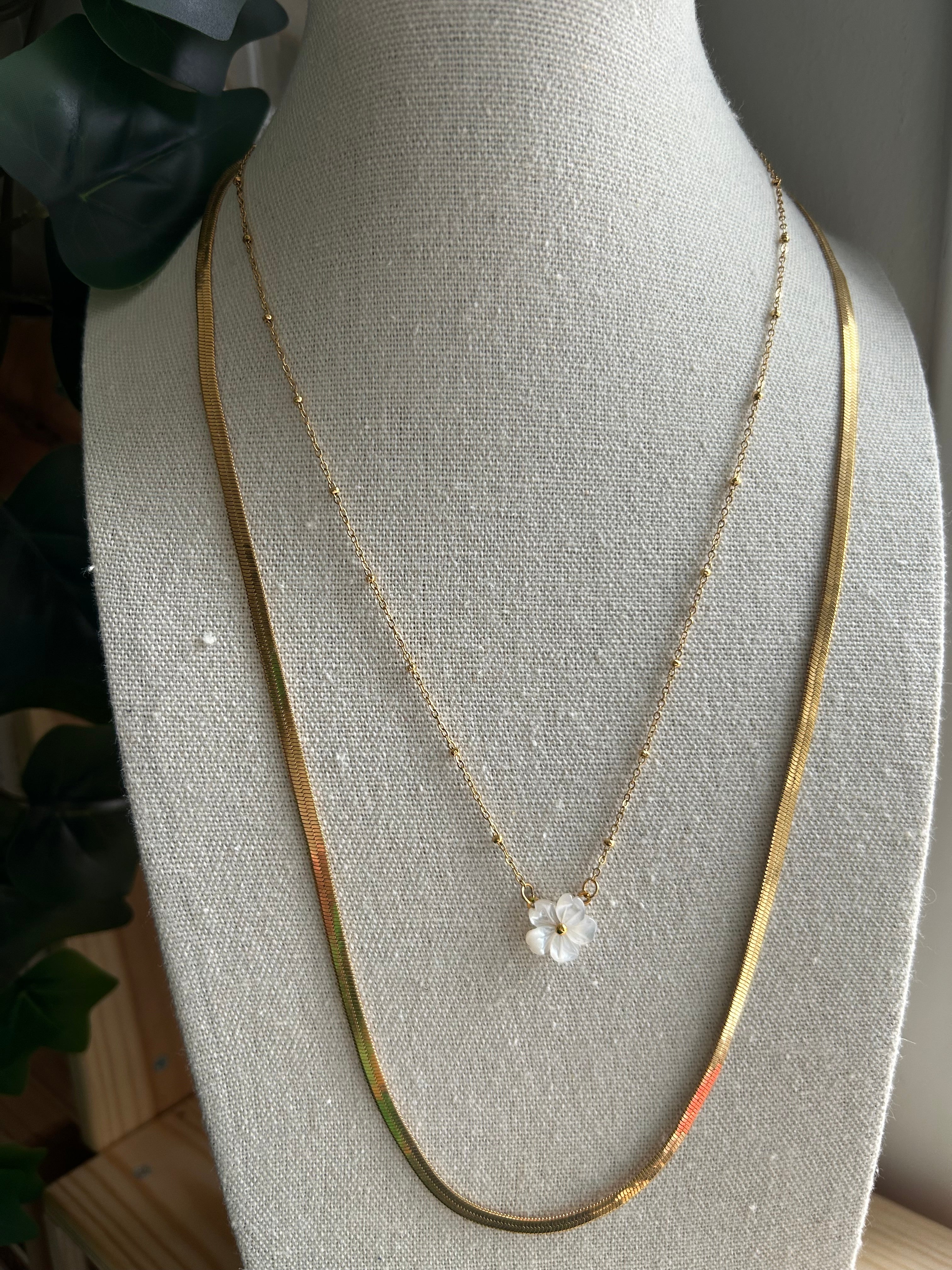 Collier acier inoxydable doré chaine lisse longue