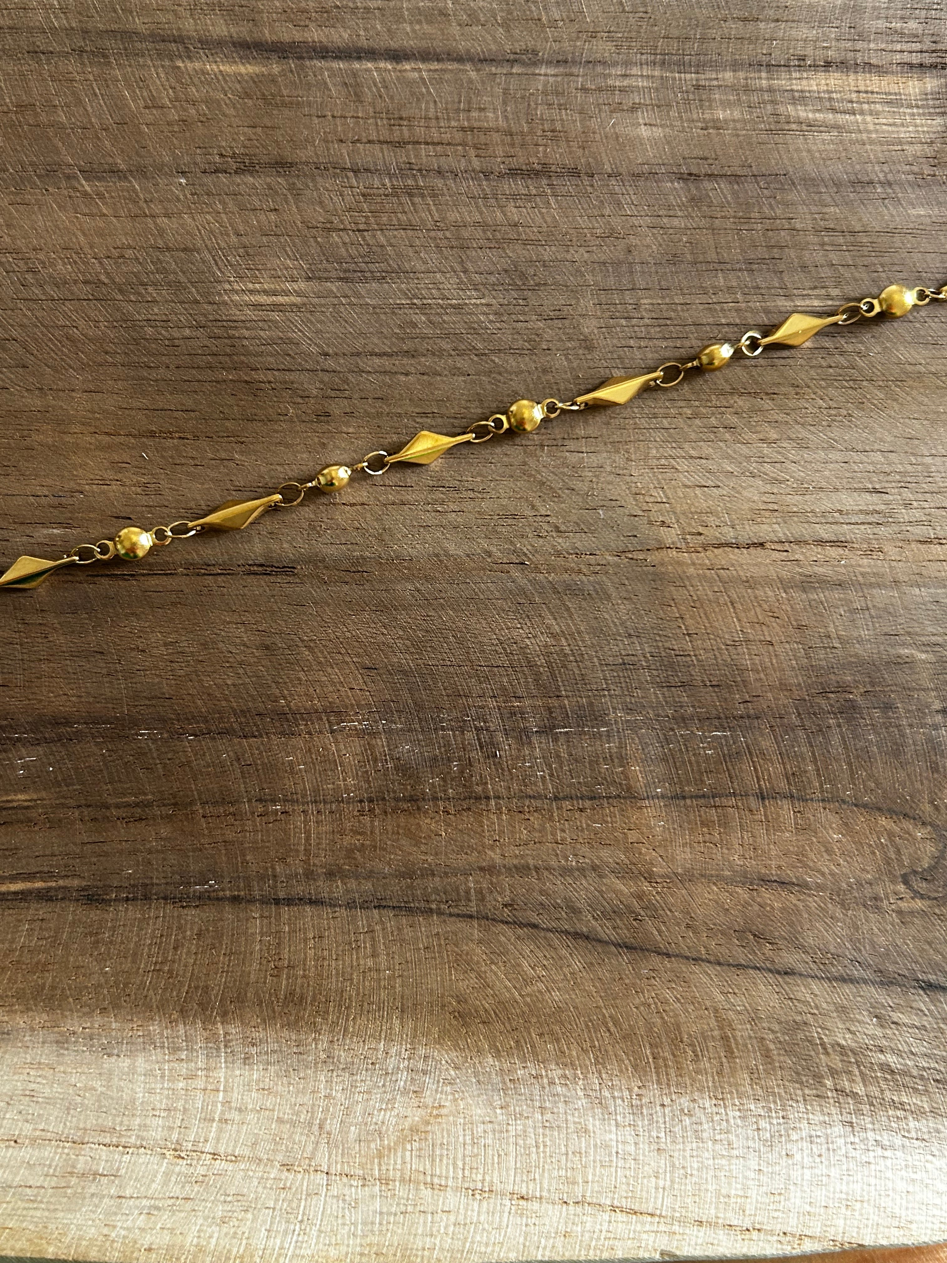Bracelet acier inoxydable doré losange