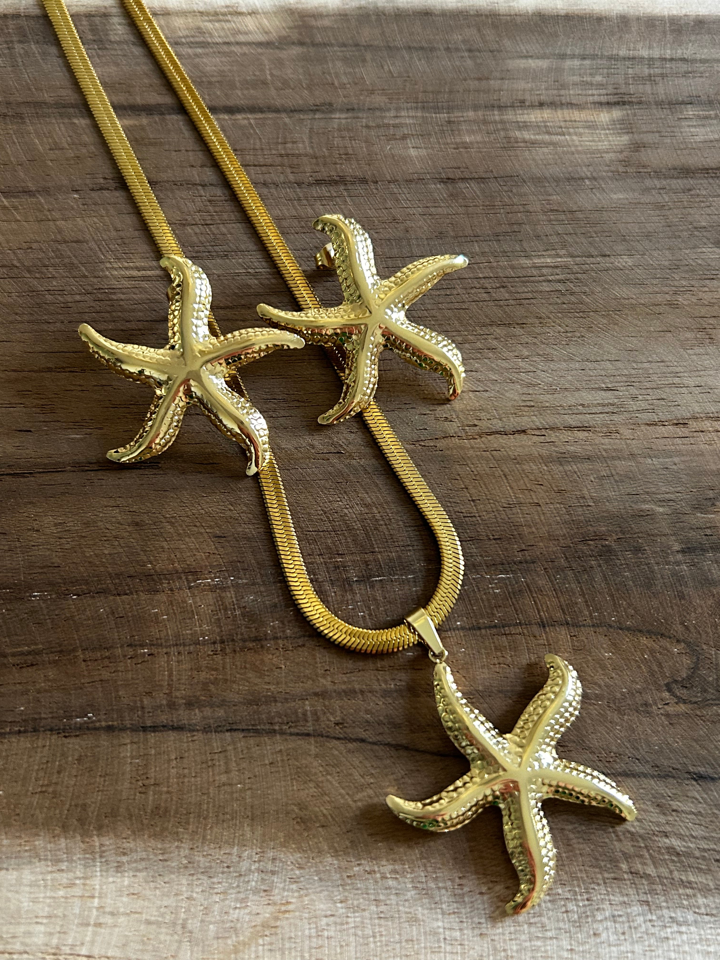 Boucle d’oreille acier inoxydable doré étoile de mer