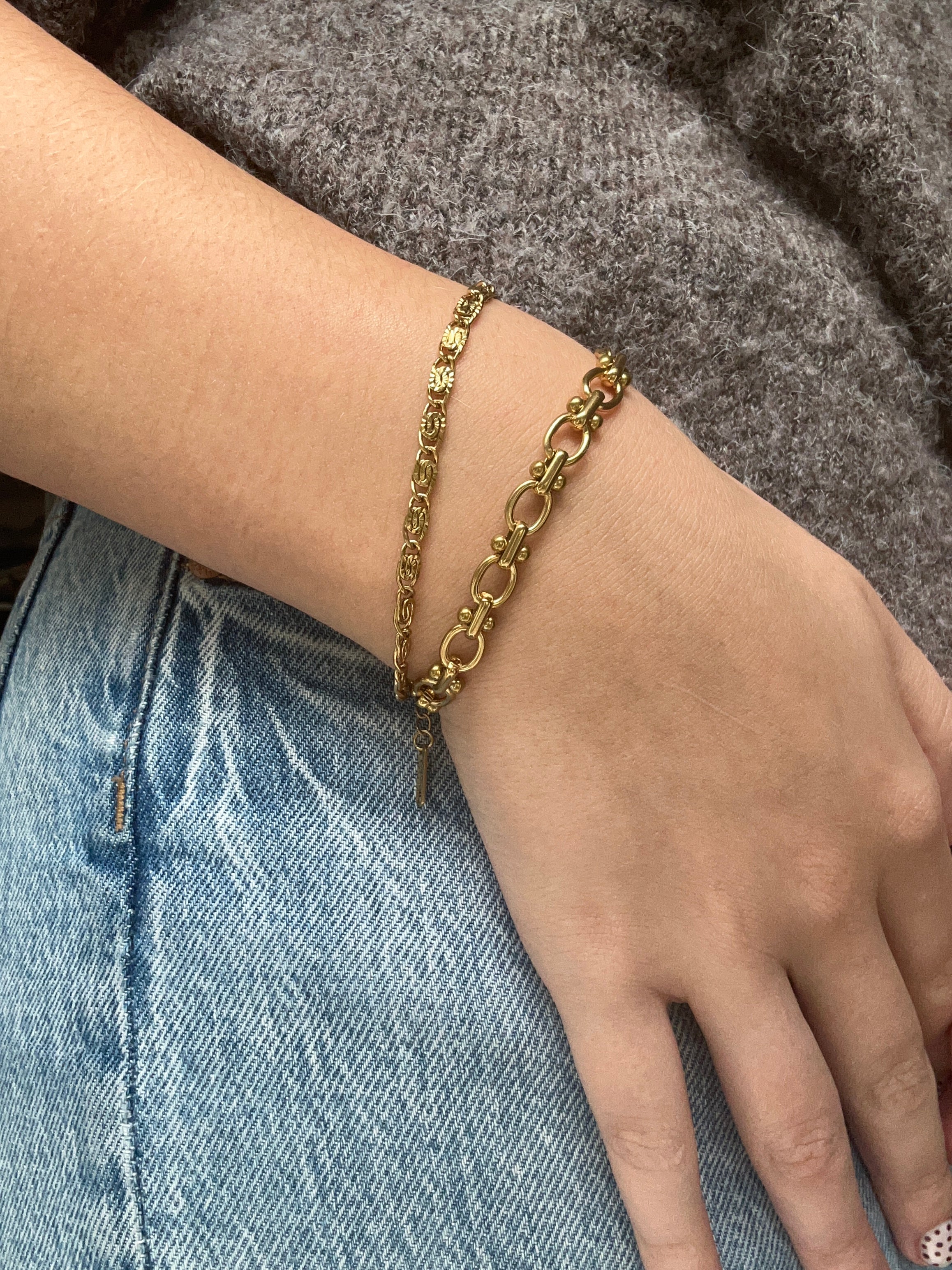Bracelet acier inoxydable doré maillon sculpté