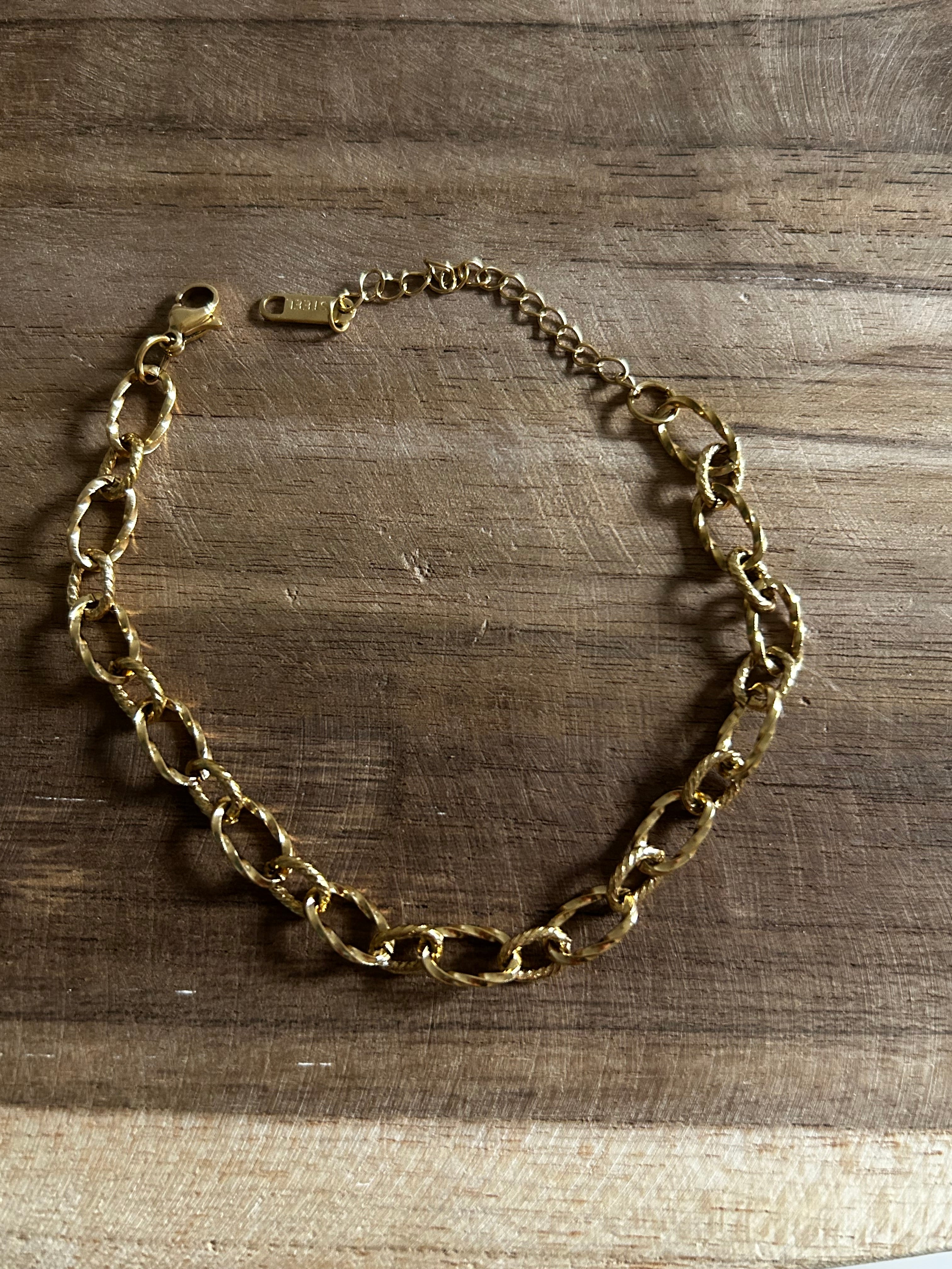 Bracelet acier inoxydable doré grosse maille
