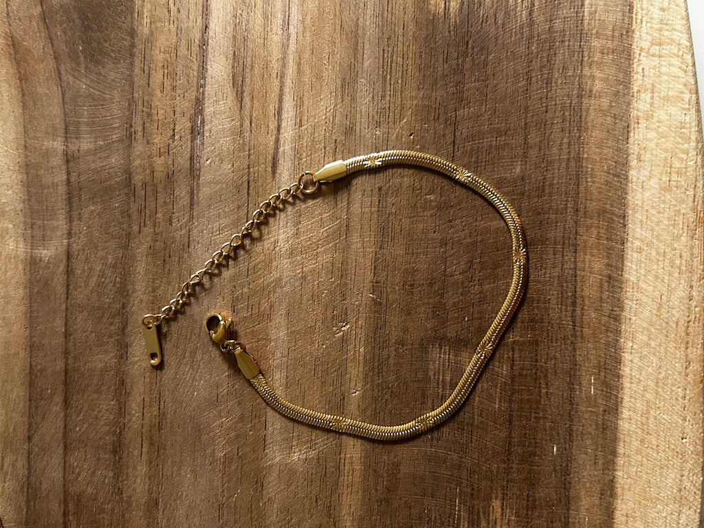 Bracelet acier inoxydable doré lisse étoilé