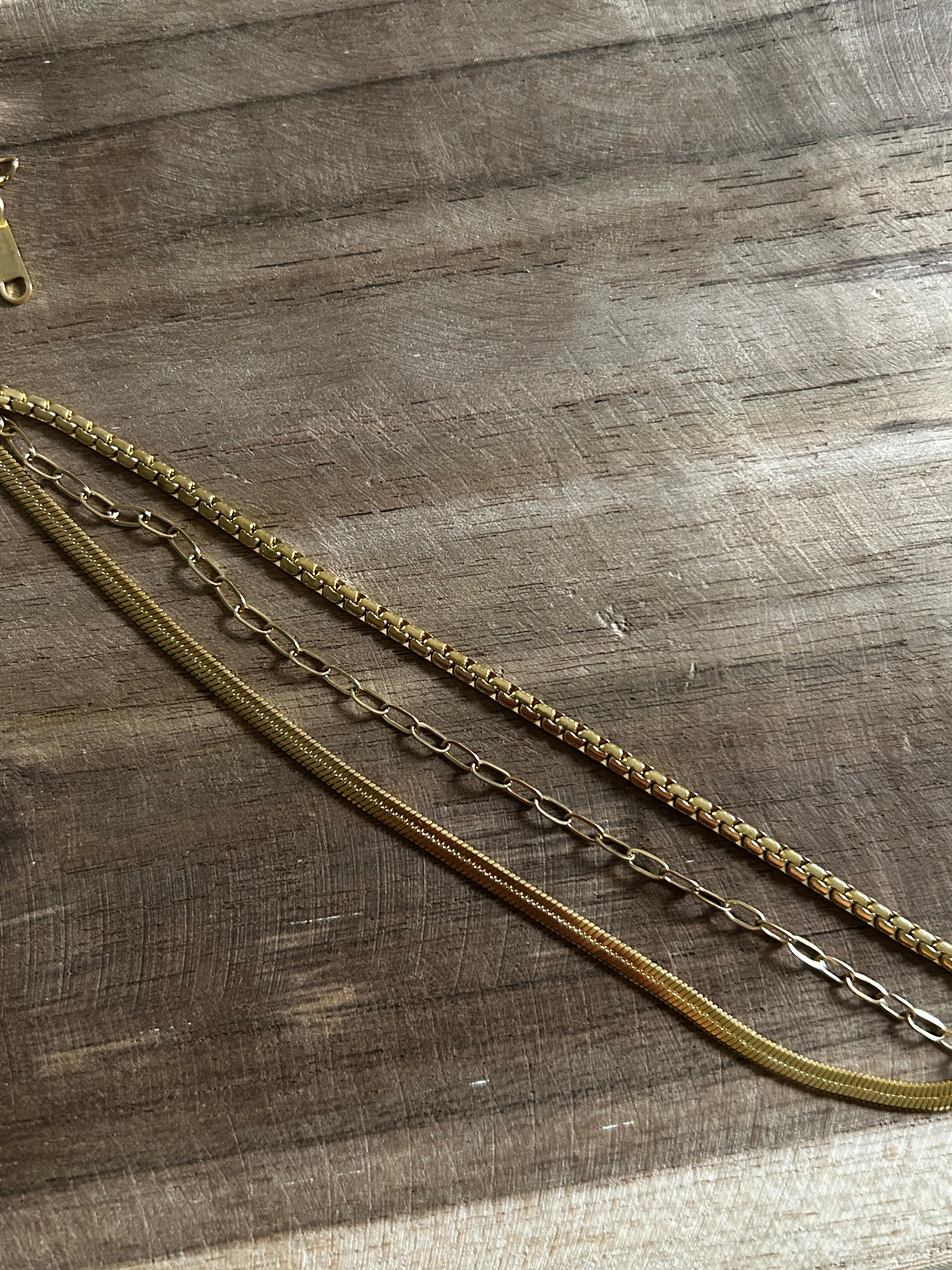 Bracelet acier inoxydable doré triple rang