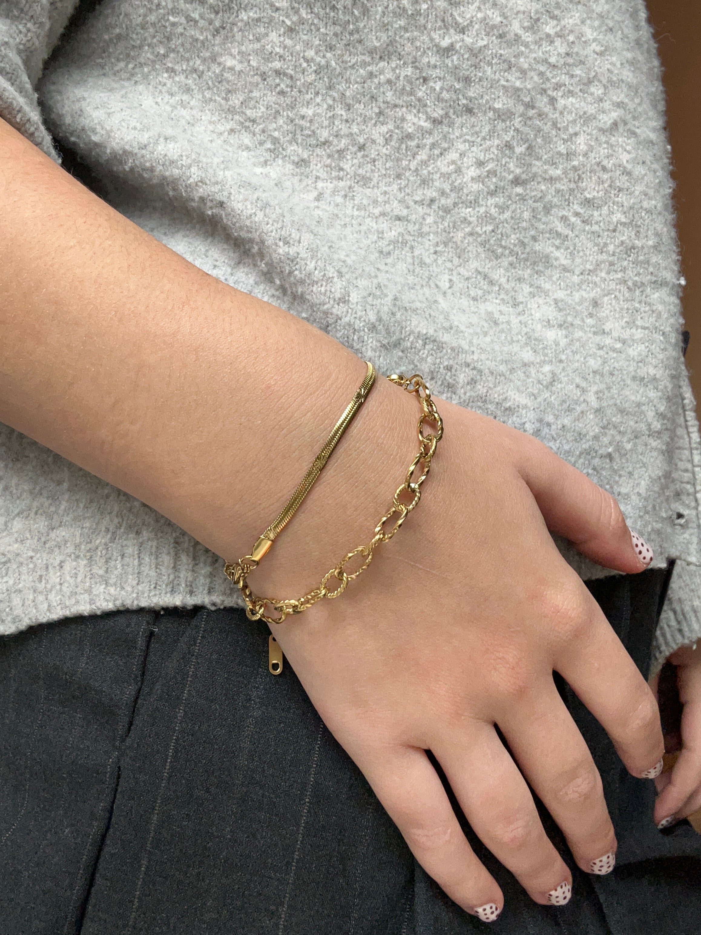 Bracelet acier inoxydable doré grosse maille