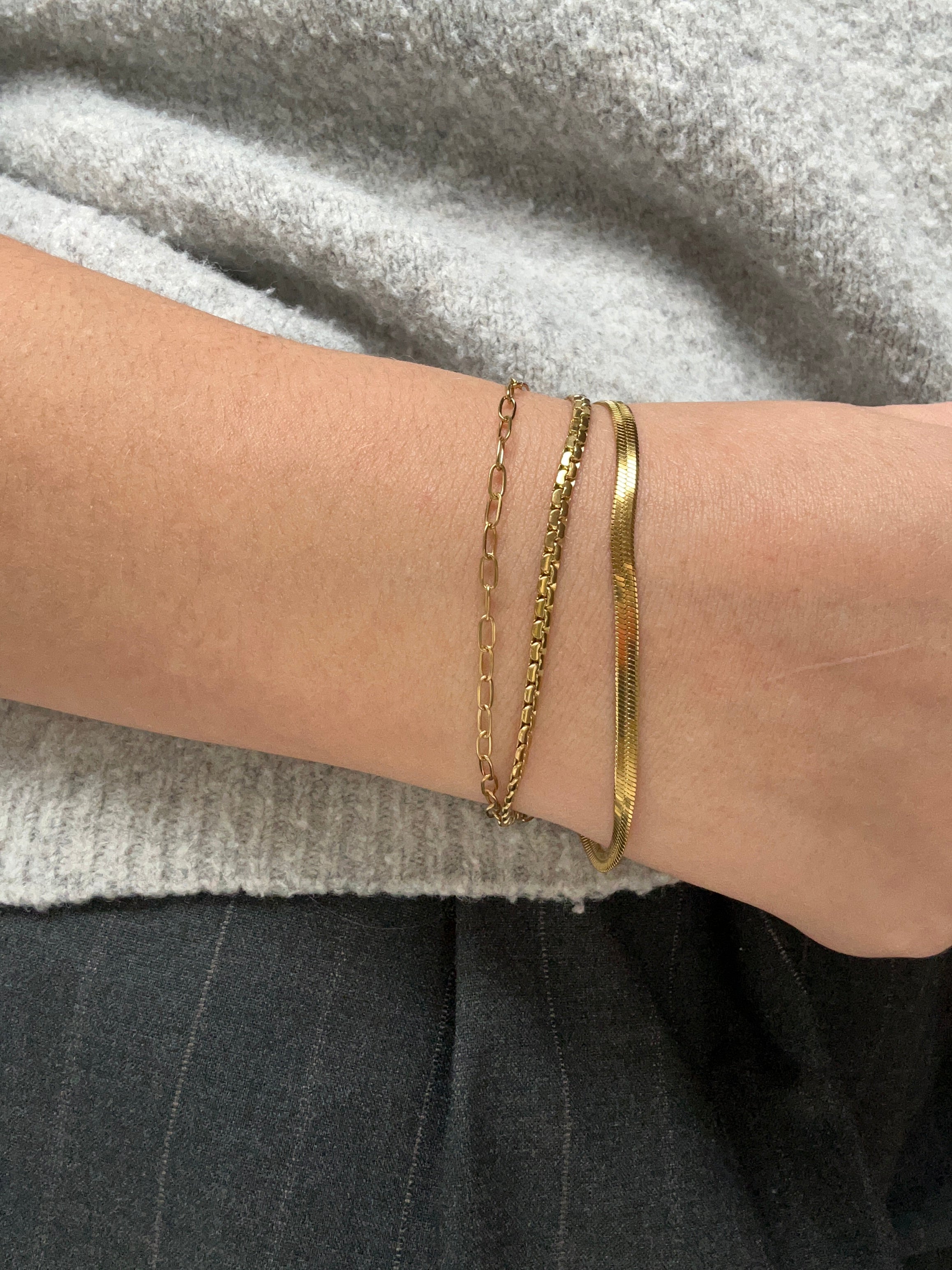 Bracelet acier inoxydable doré triple rang