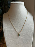 Collier acier inoxydable doré pendentif vert