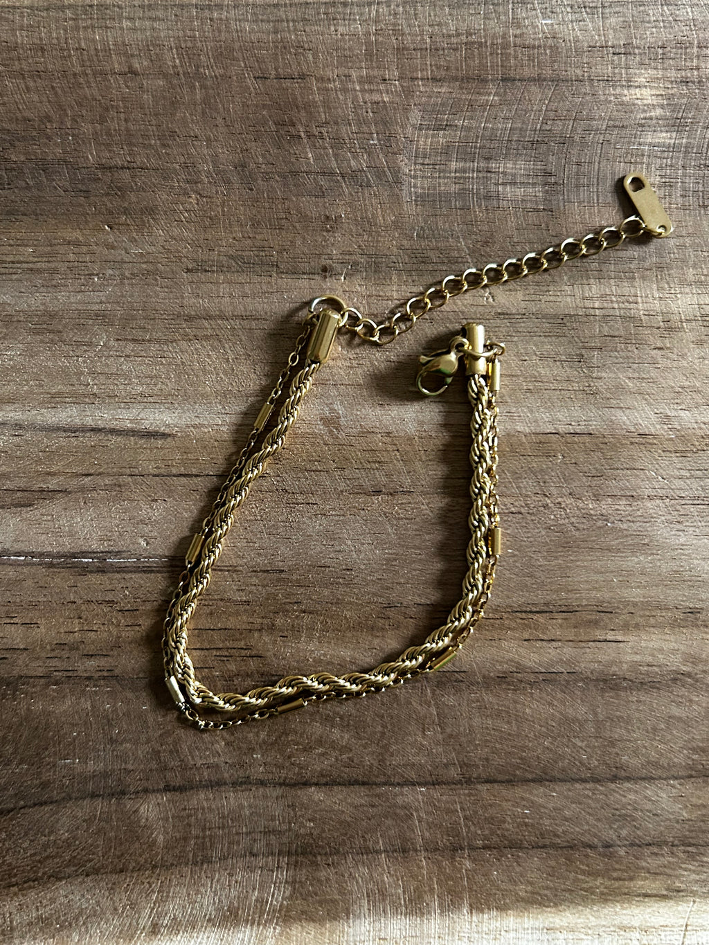 Bracelet acier inoxydable doré double rang
