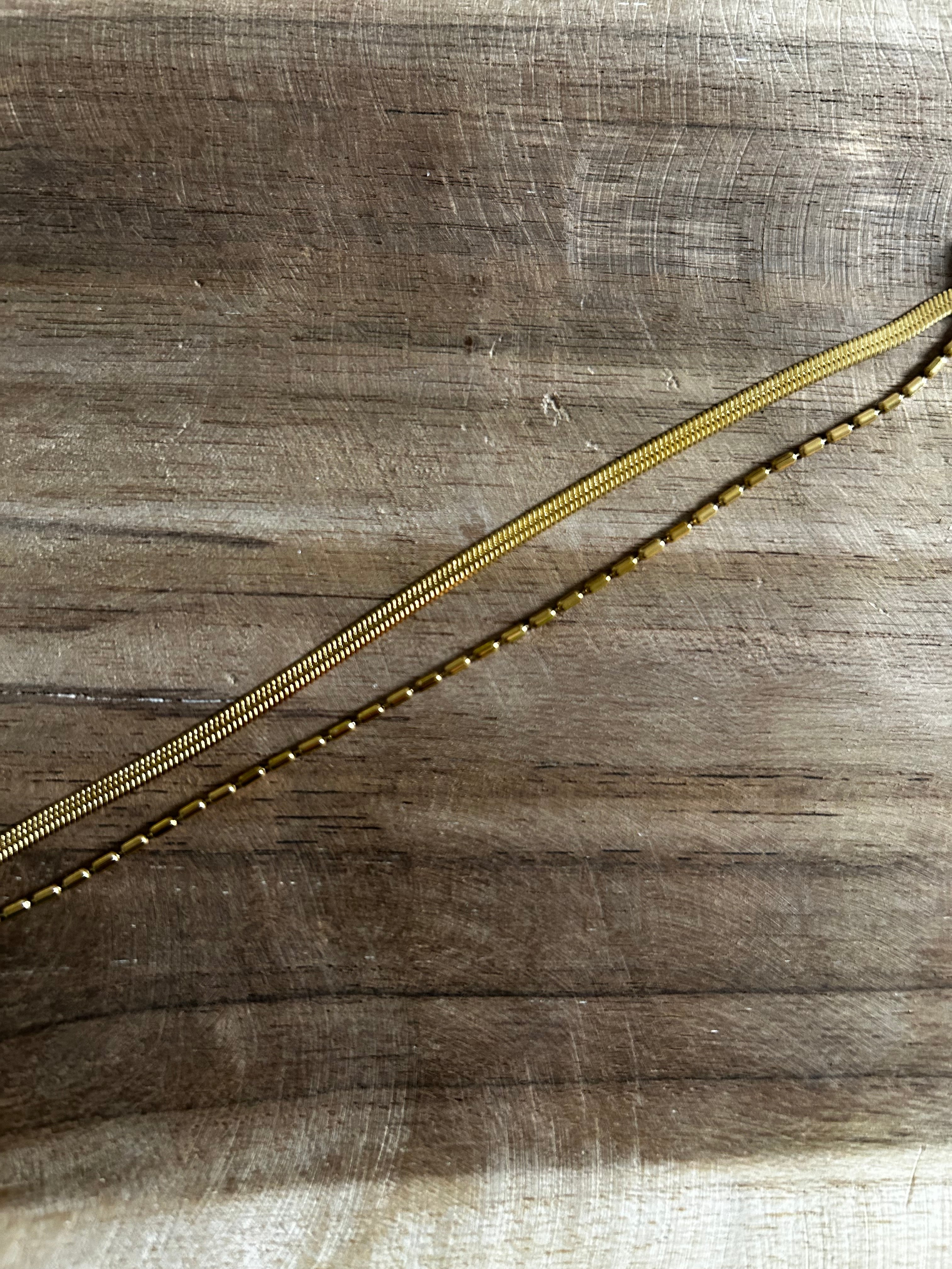 Bracelet acier inoxydable doré double rang