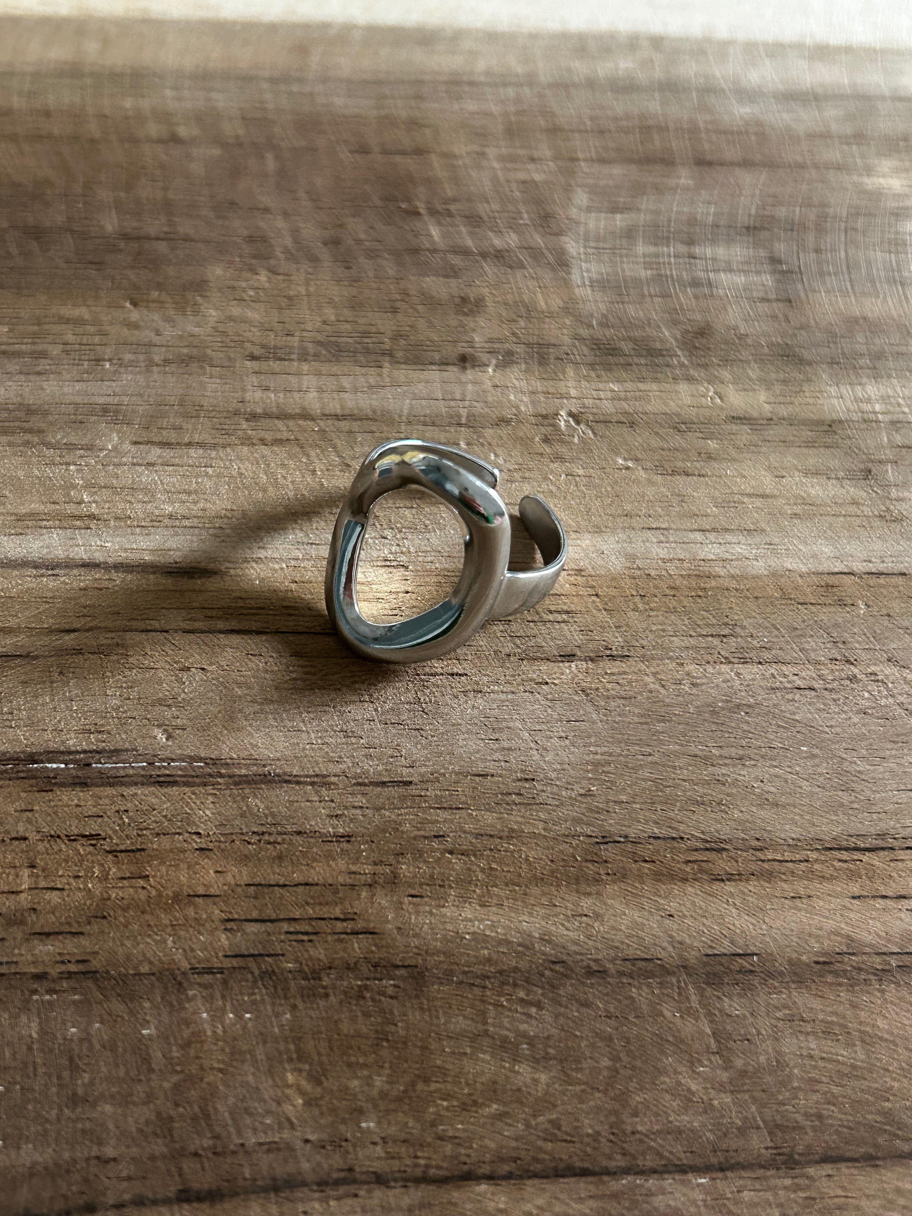 Bague acier inoxydable argenté ovale