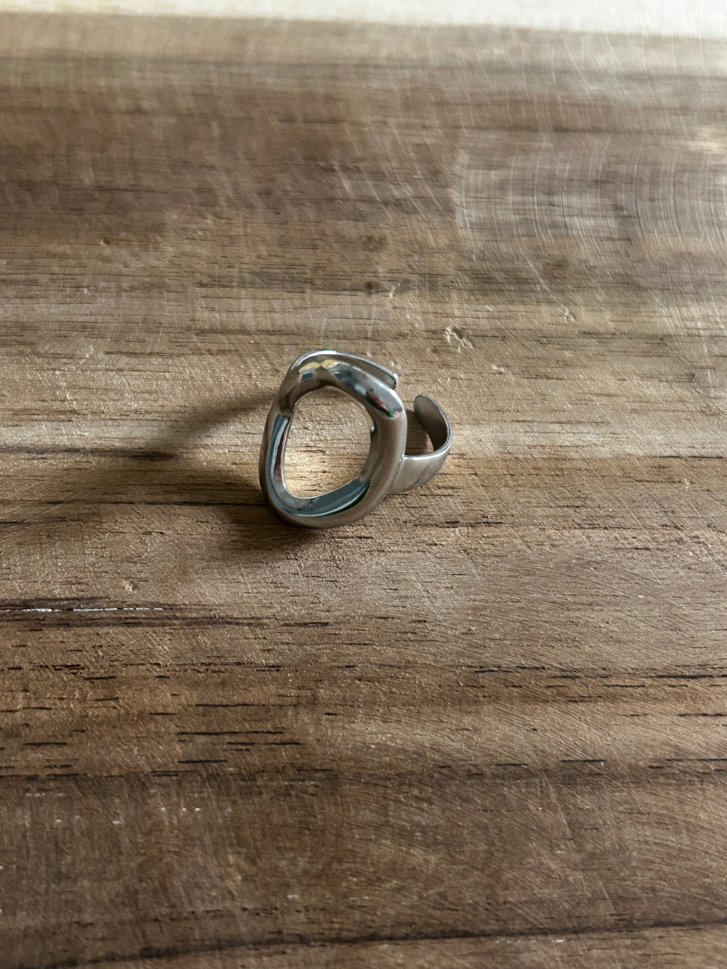 Bague acier inoxydable argenté ovale