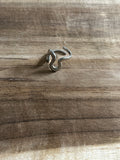 Bague acier inoxydable argenté en forme de vague