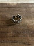 Bague acier inoxydable argenté fleurs