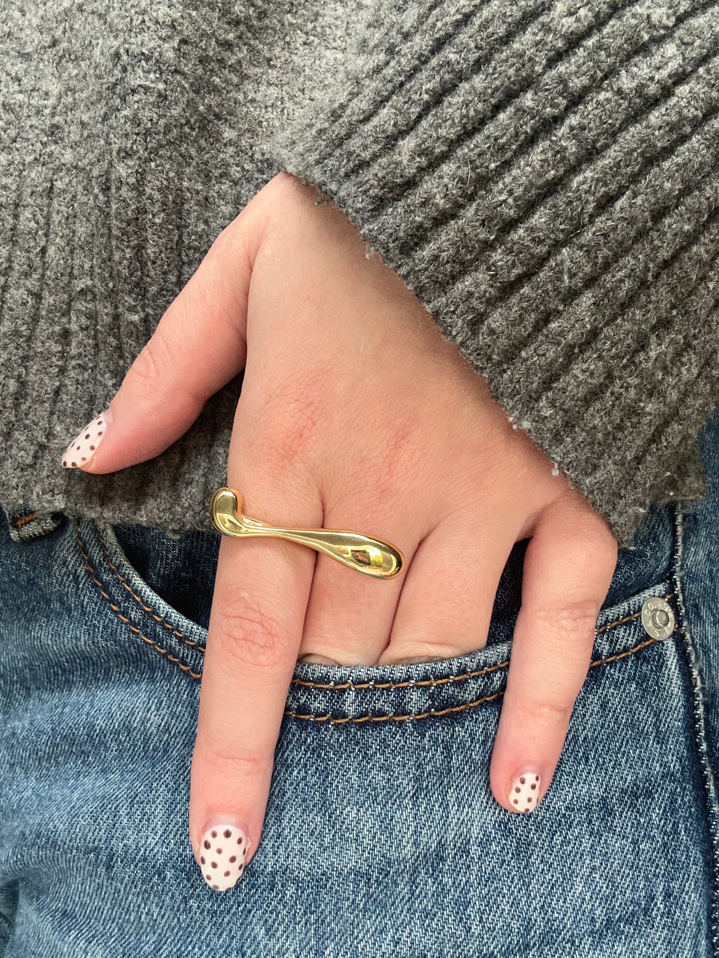 Bague acier inoxydable doré double