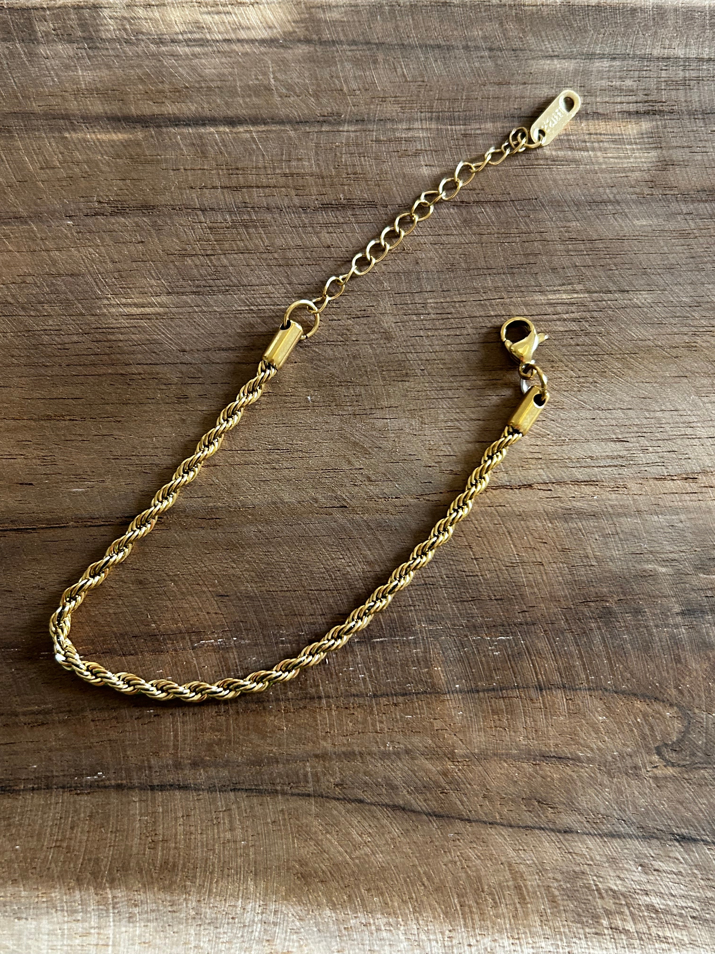 Bracelet acier inoxydable doré maille torsadée