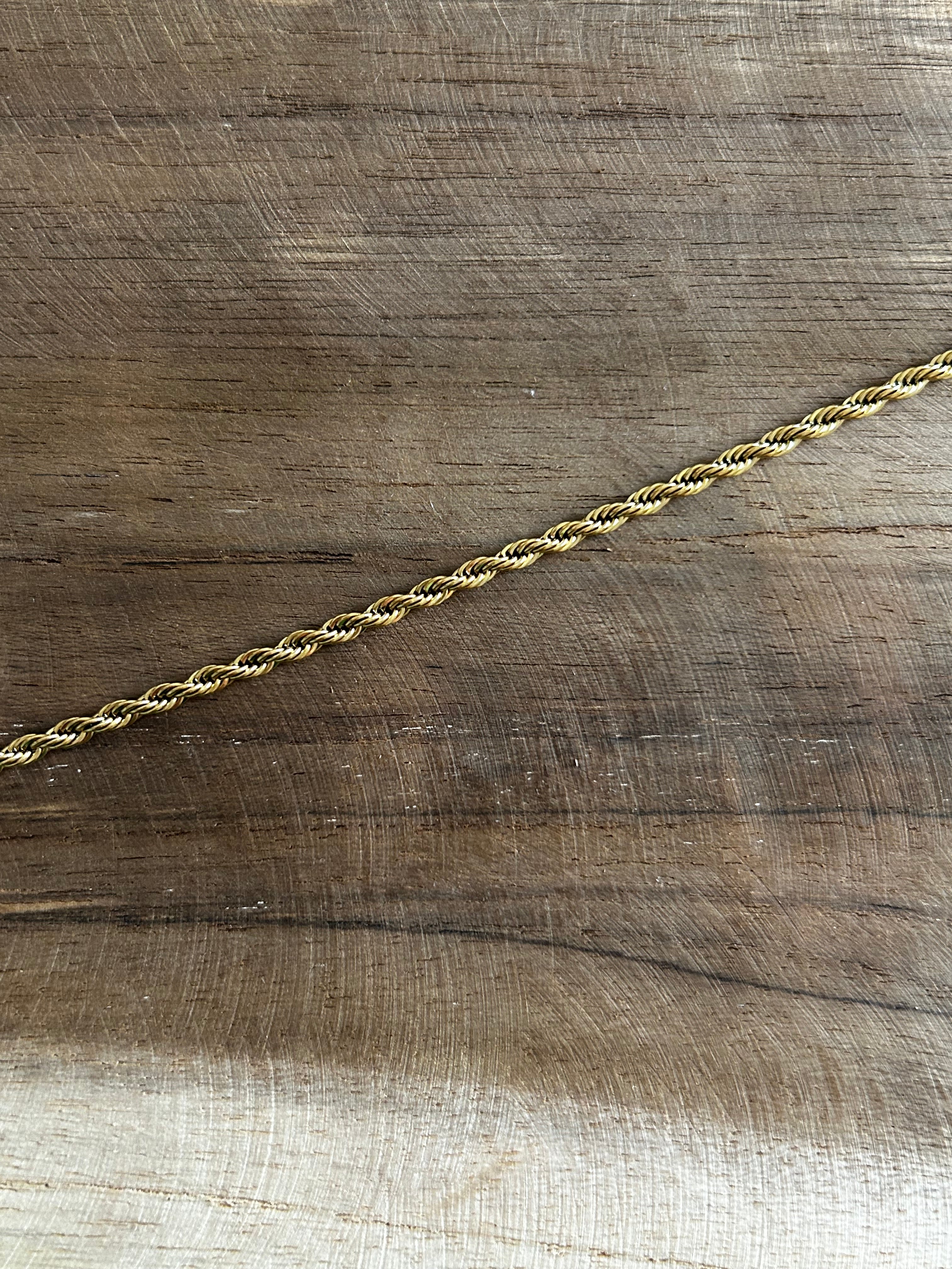 Bracelet acier inoxydable doré maille torsadé