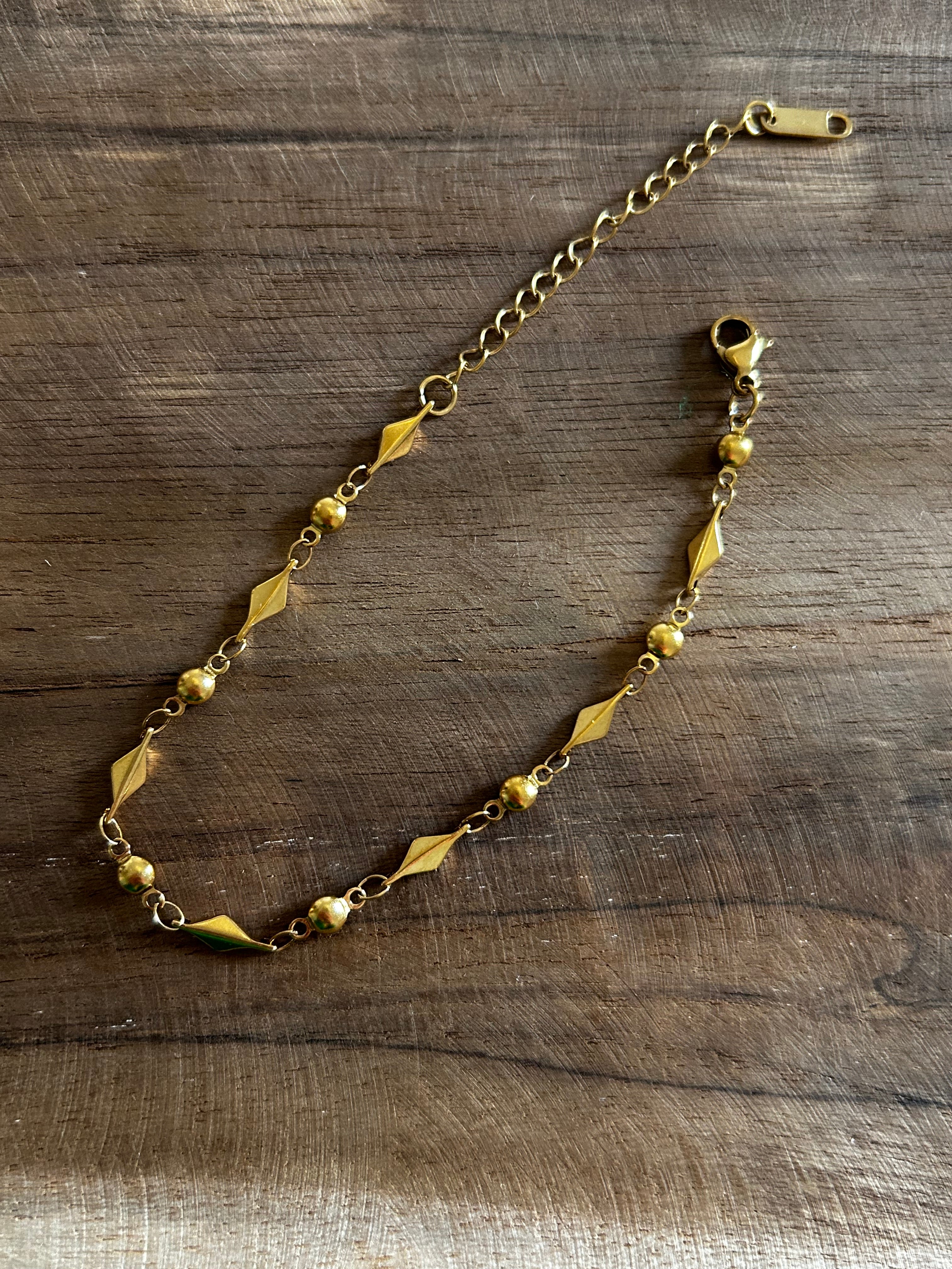 Bracelet acier inoxydable doré losange