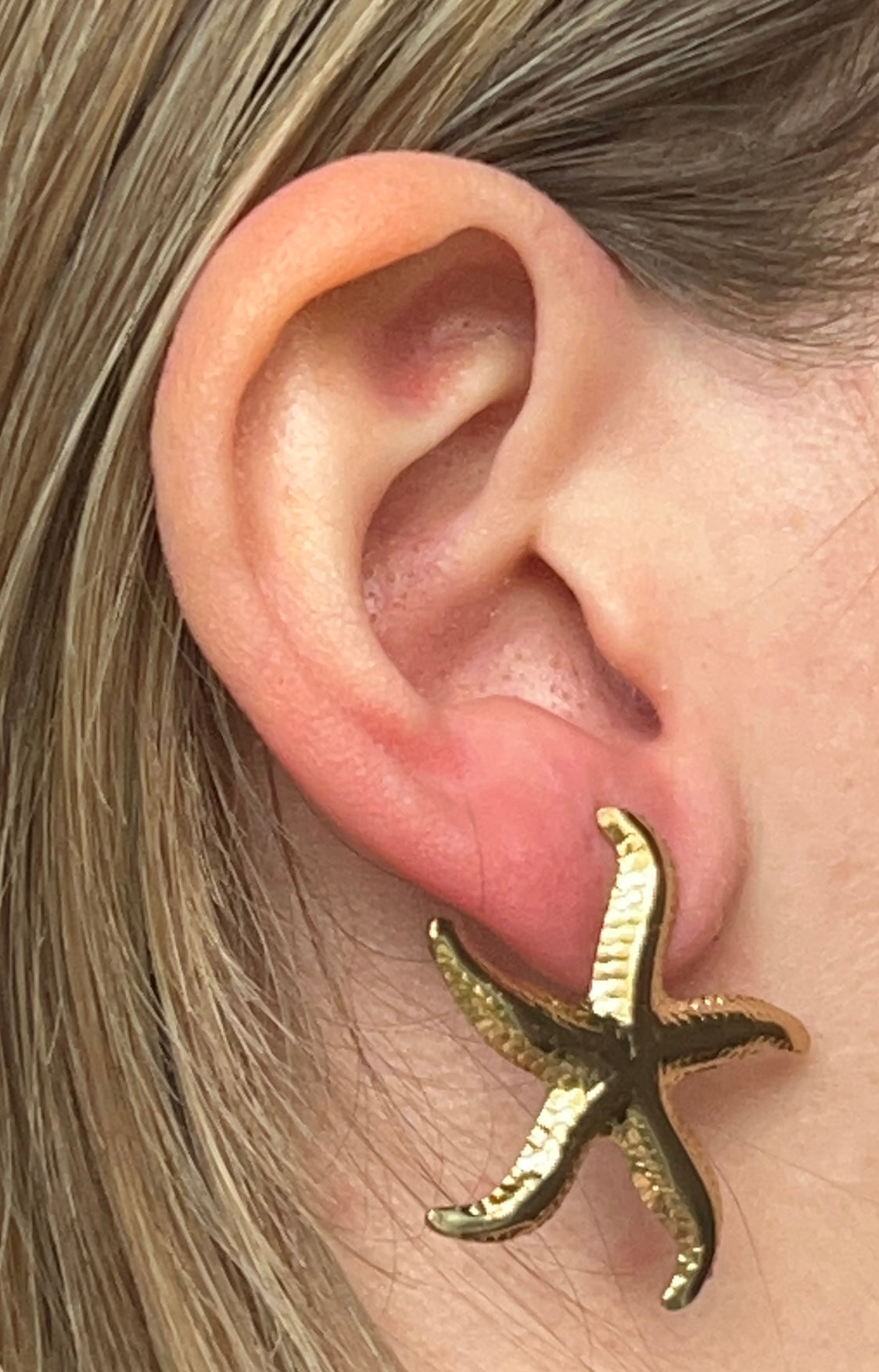 Boucle d’oreille acier inoxydable doré étoile de mer