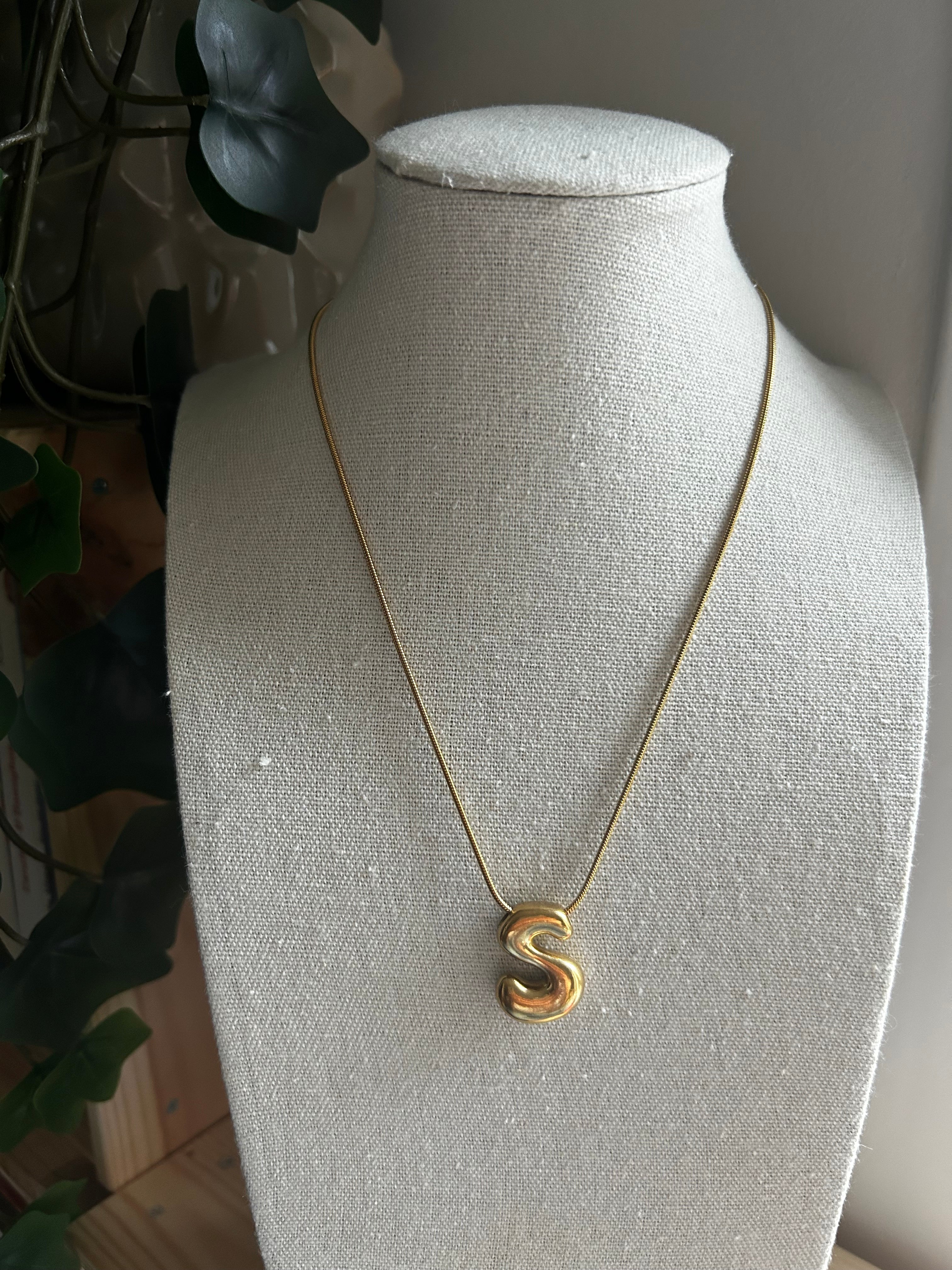 Collier acier inoxydable doré lettre S