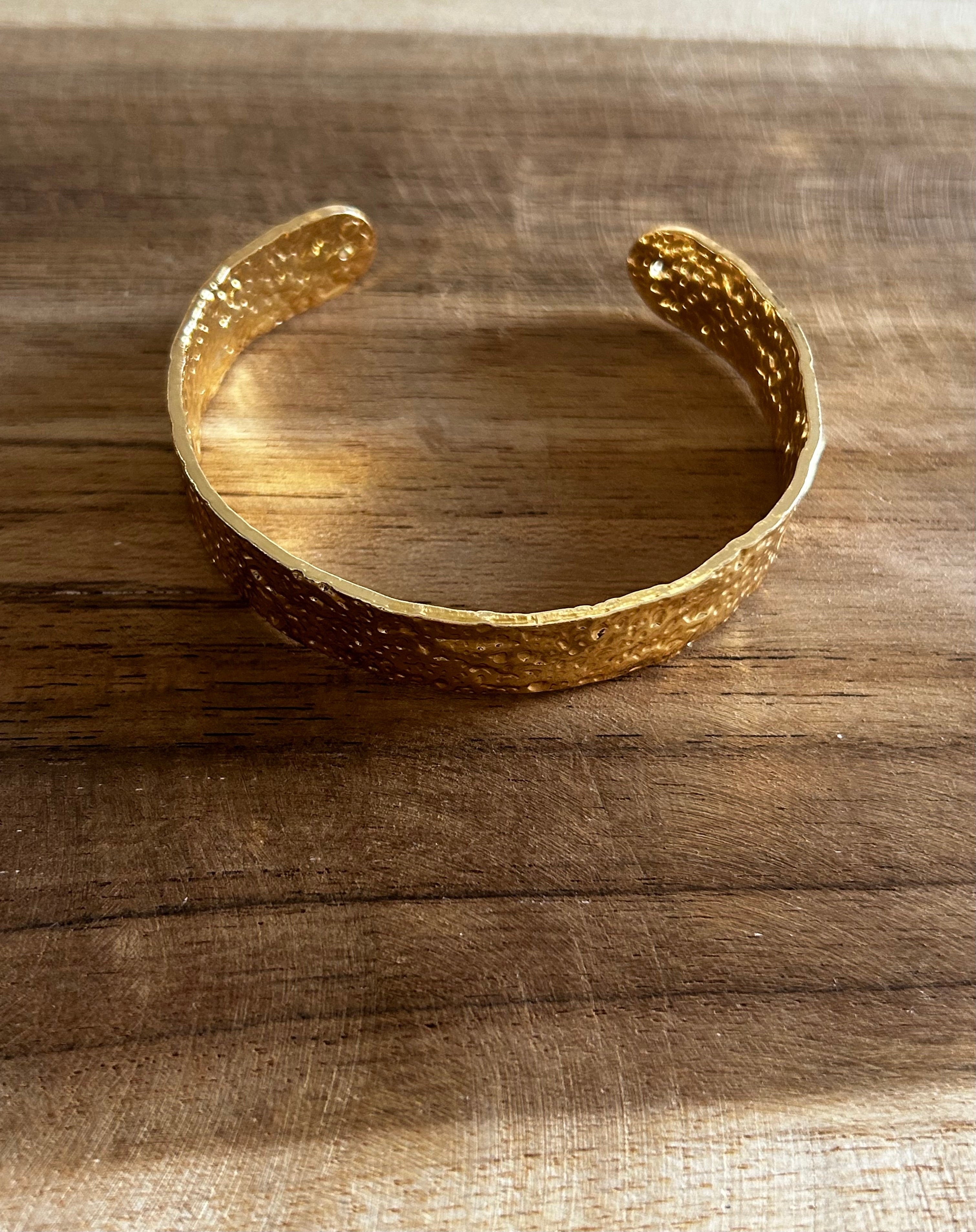 Bracelet acier inoxydable doré martelé