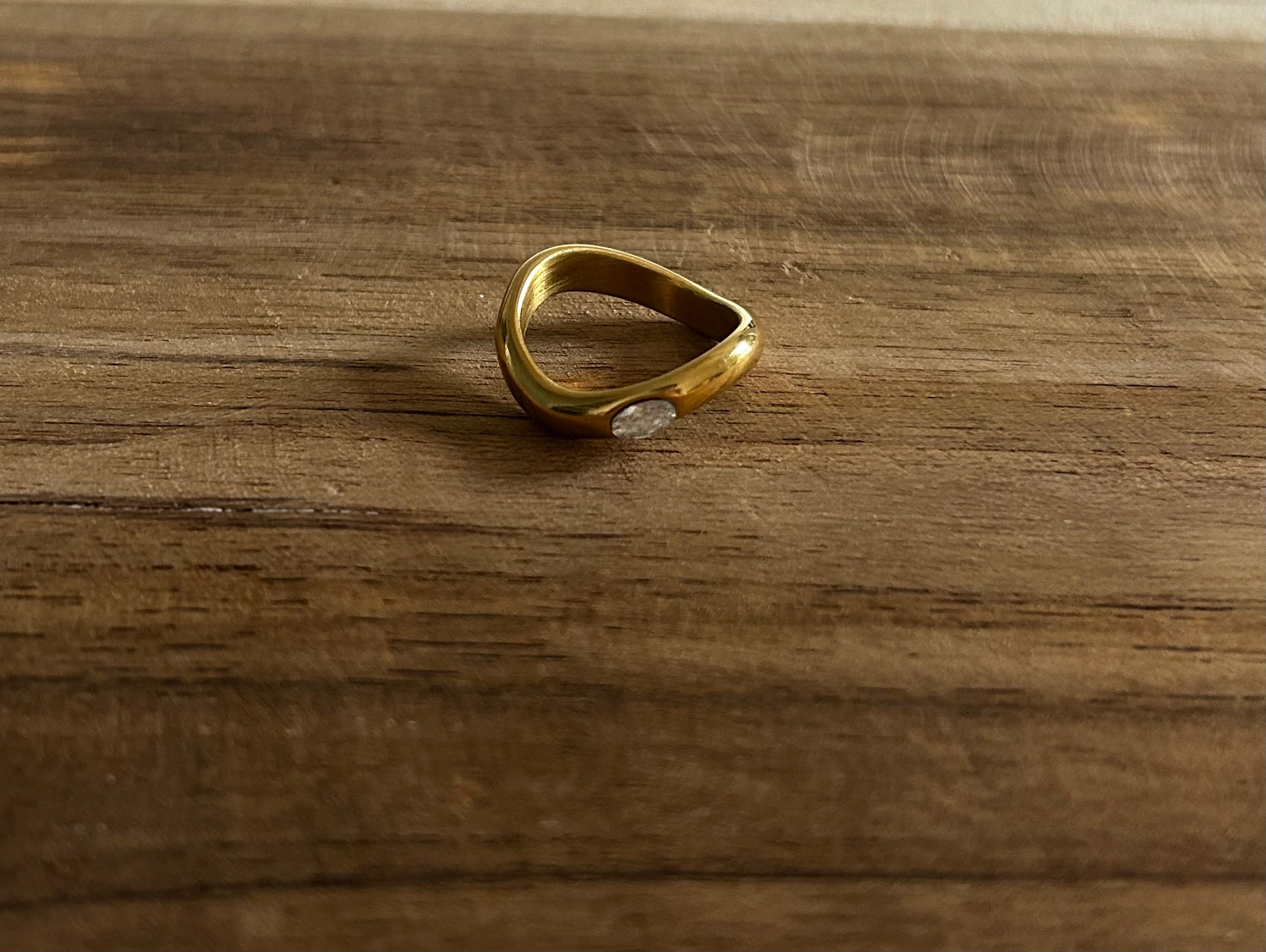 Bague acier inoxydable doré taille 54