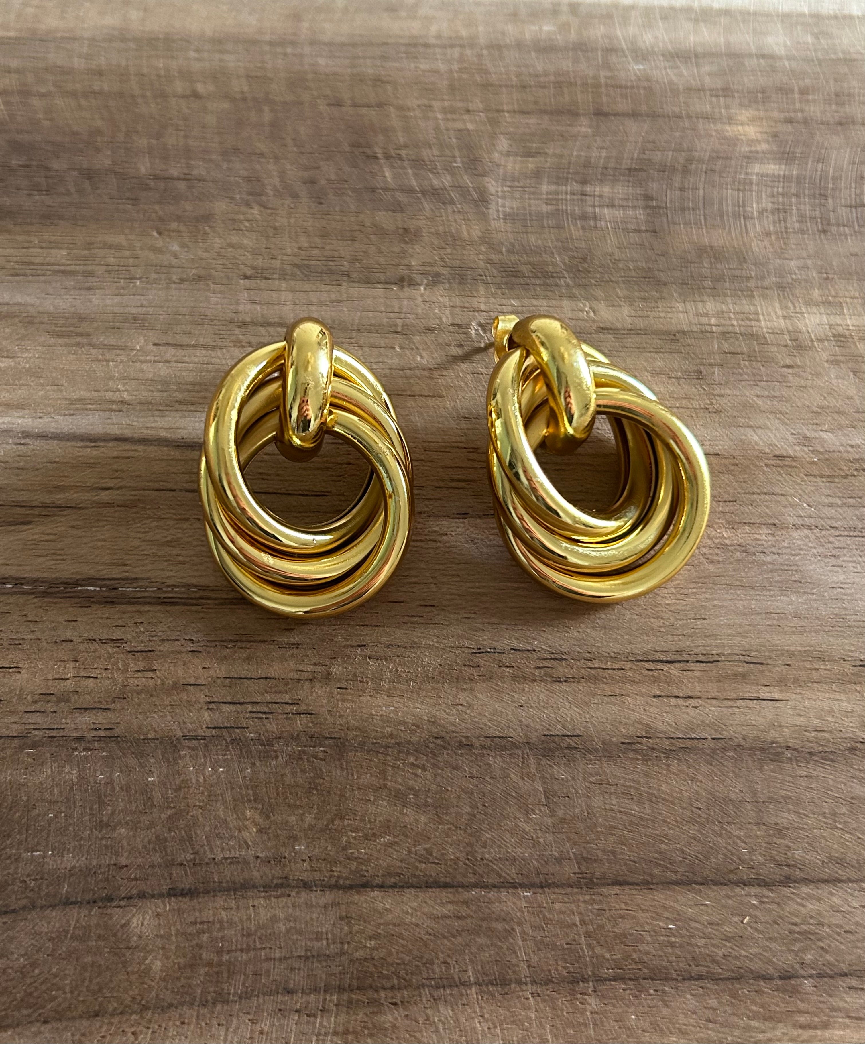 Boucle d’oreille acier inoxydable doré vintage