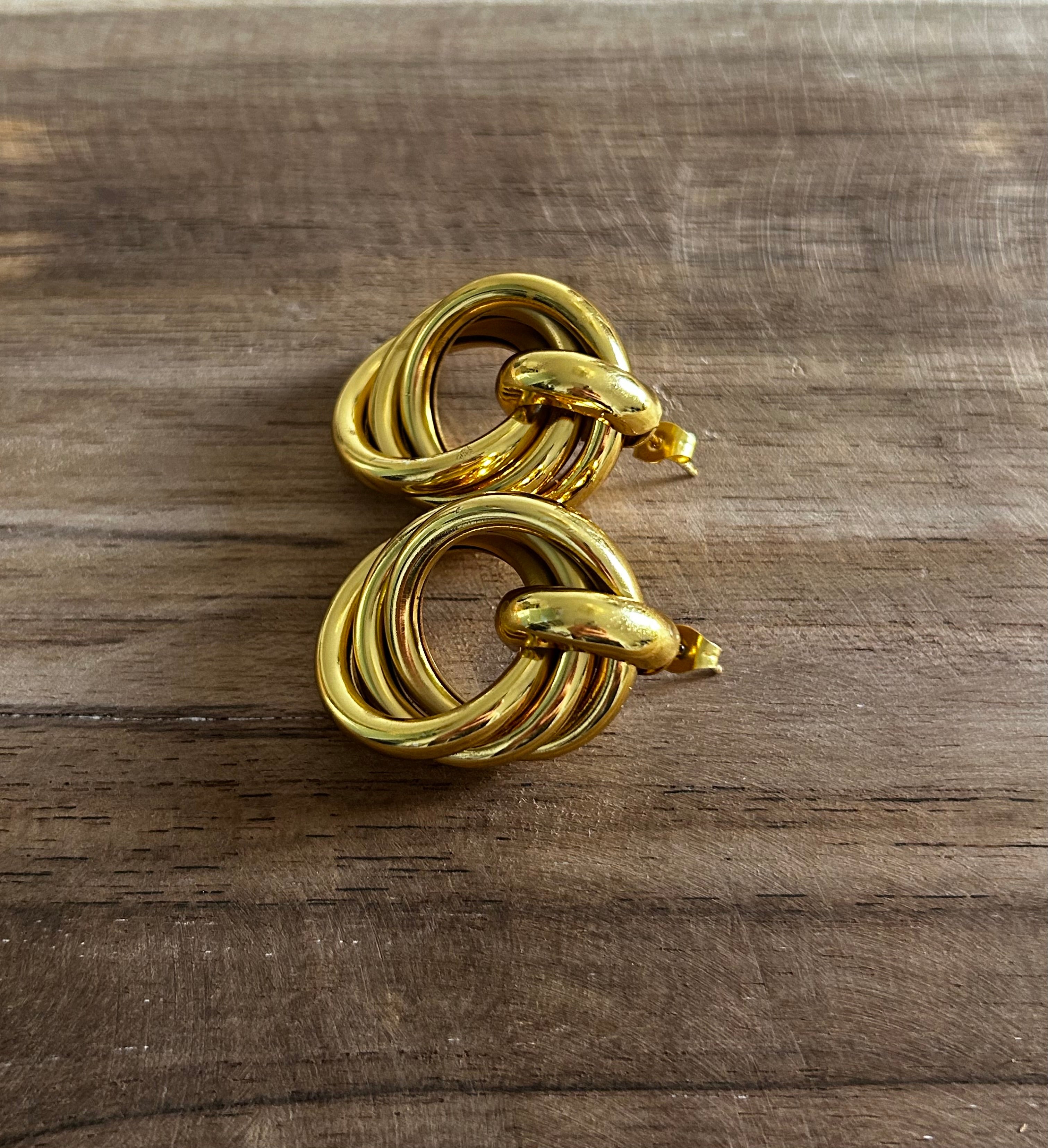 Boucle d’oreille acier inoxydable doré vintage