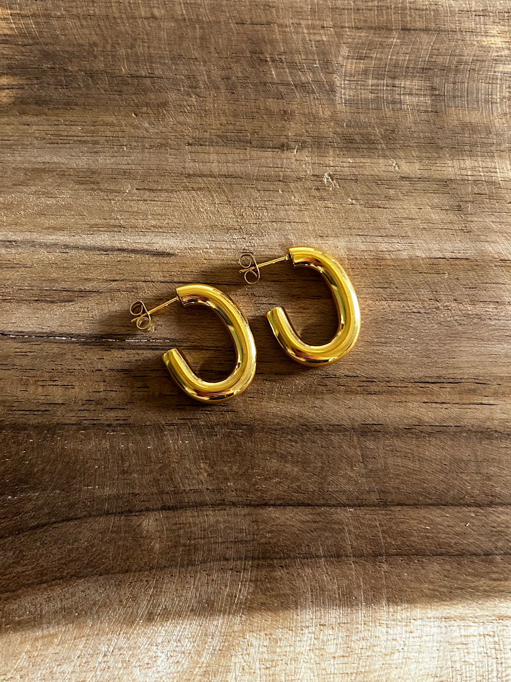 Boucle d’oreille acier inoxydable doré créole ovale