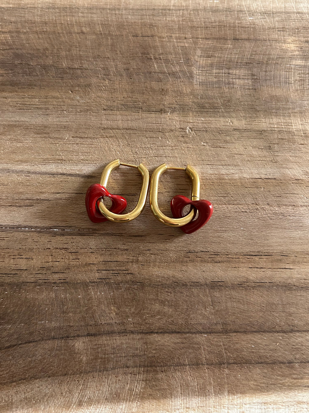 Boucle d’oreille acier inoxydable doré cœur marron