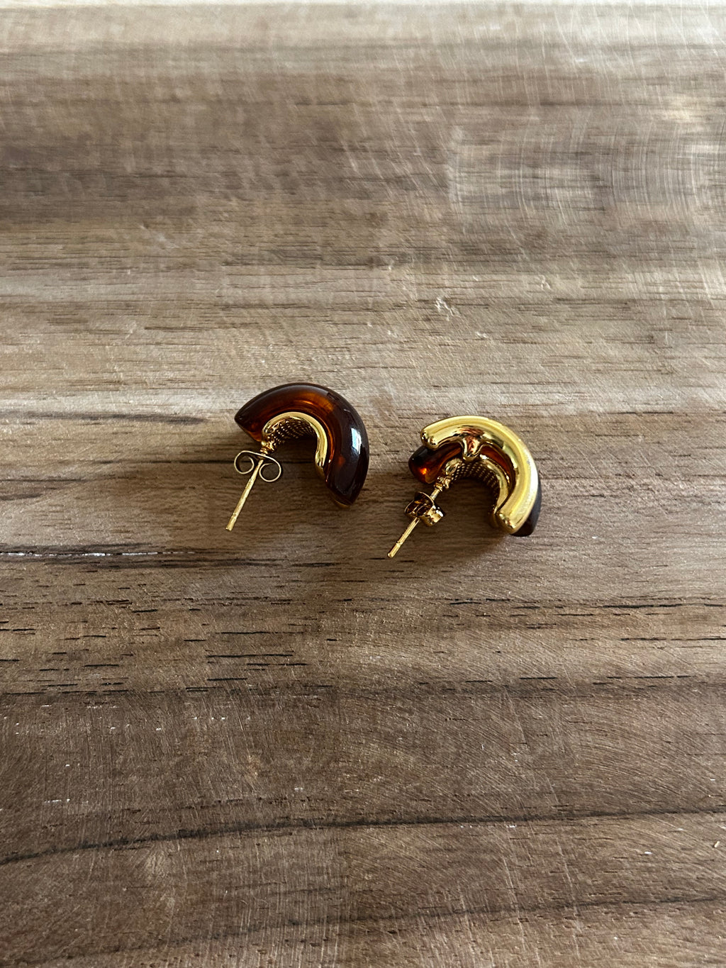 Boucle d’oreille acier inoxydable doré marron