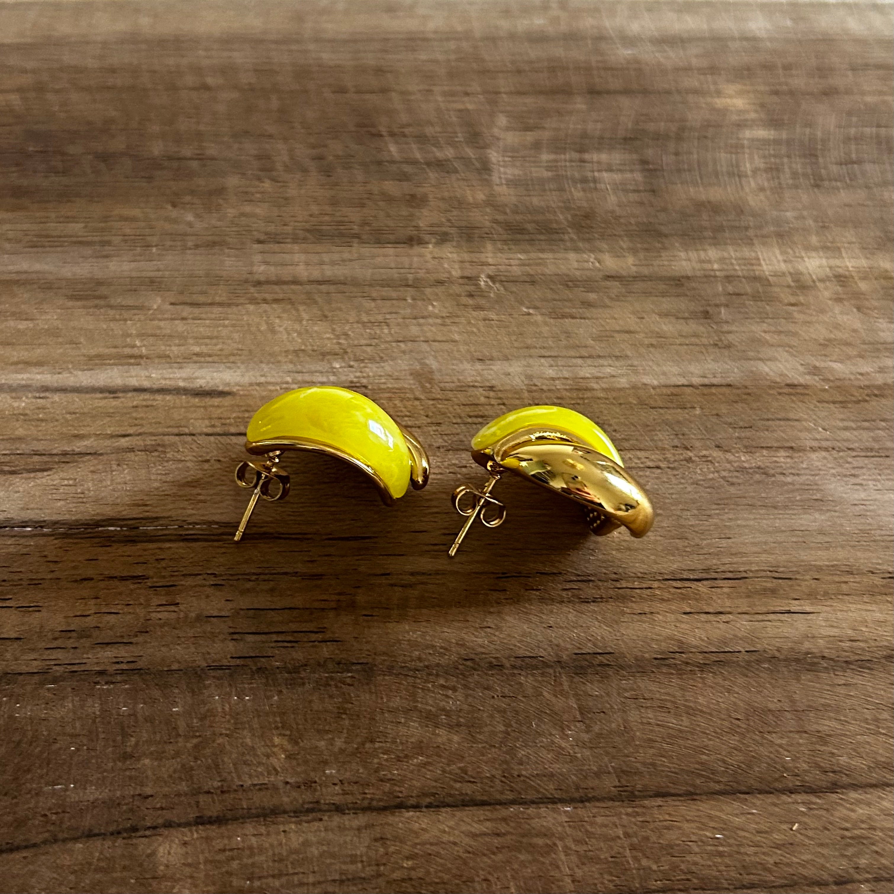 Boucle d’oreille acier inoxydable doré vintage verte