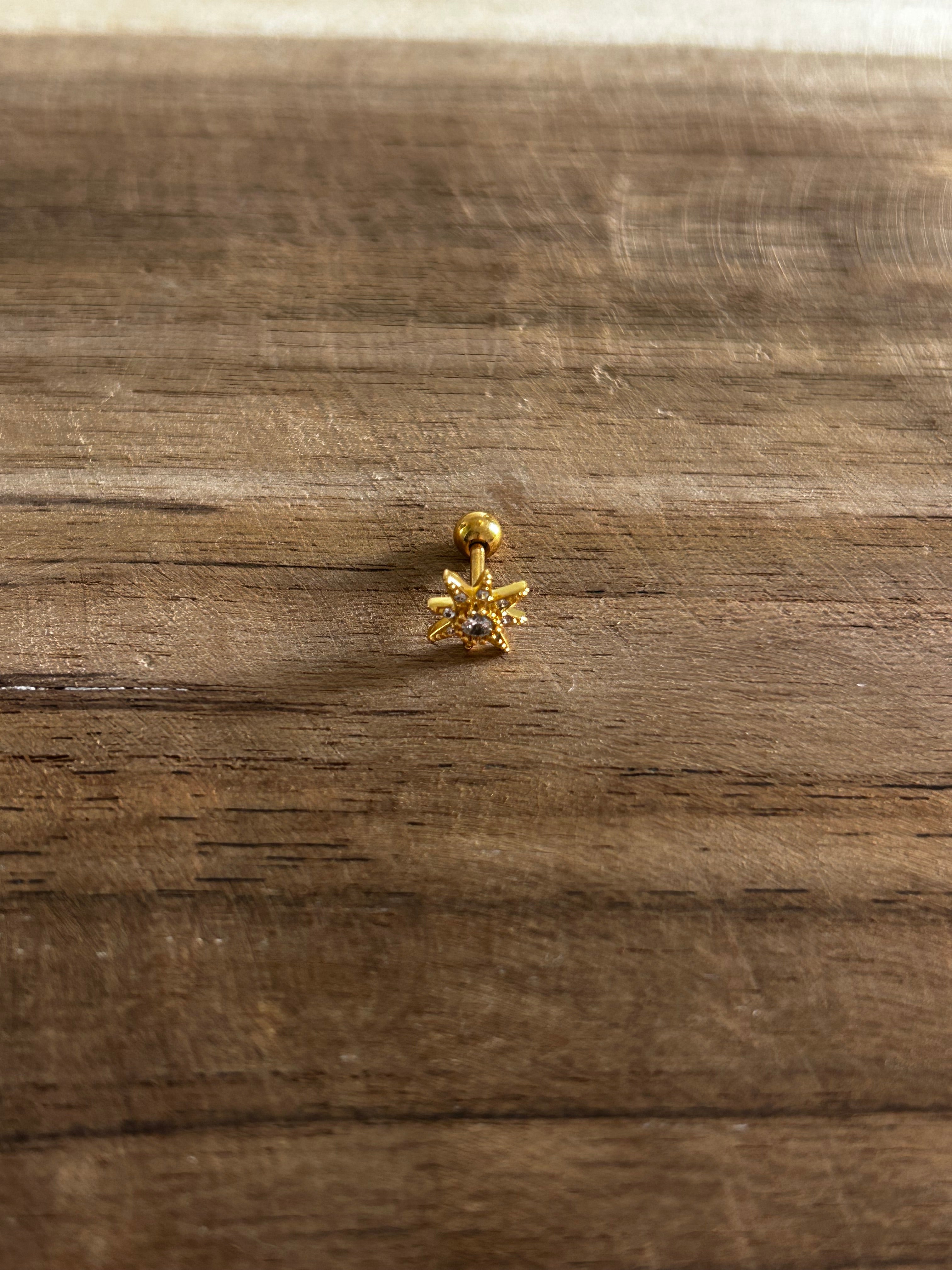 Boucle d’oreille acier inoxydable doré piercing