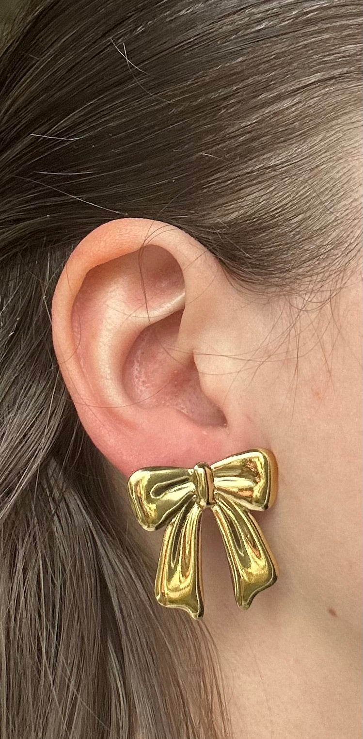 Boucle d’oreille acier inoxydable doré noeud