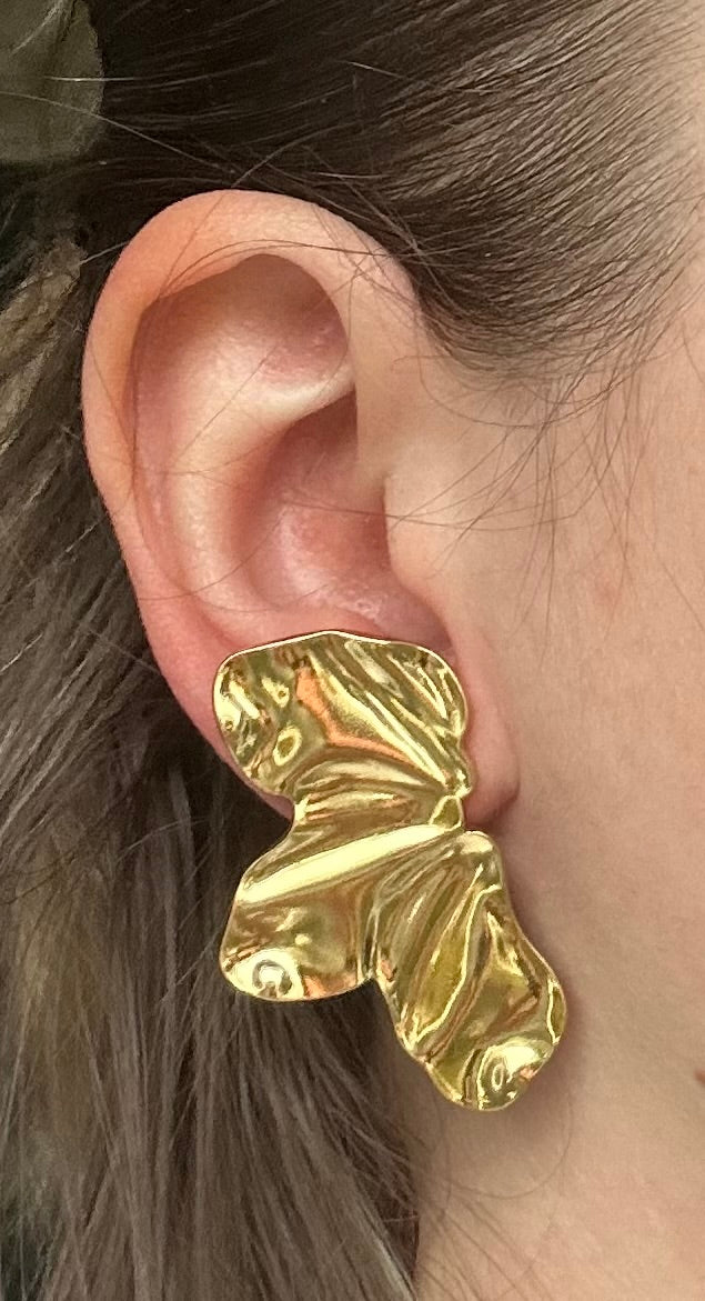 Boucle d’oreille acier inoxydable doré feuille