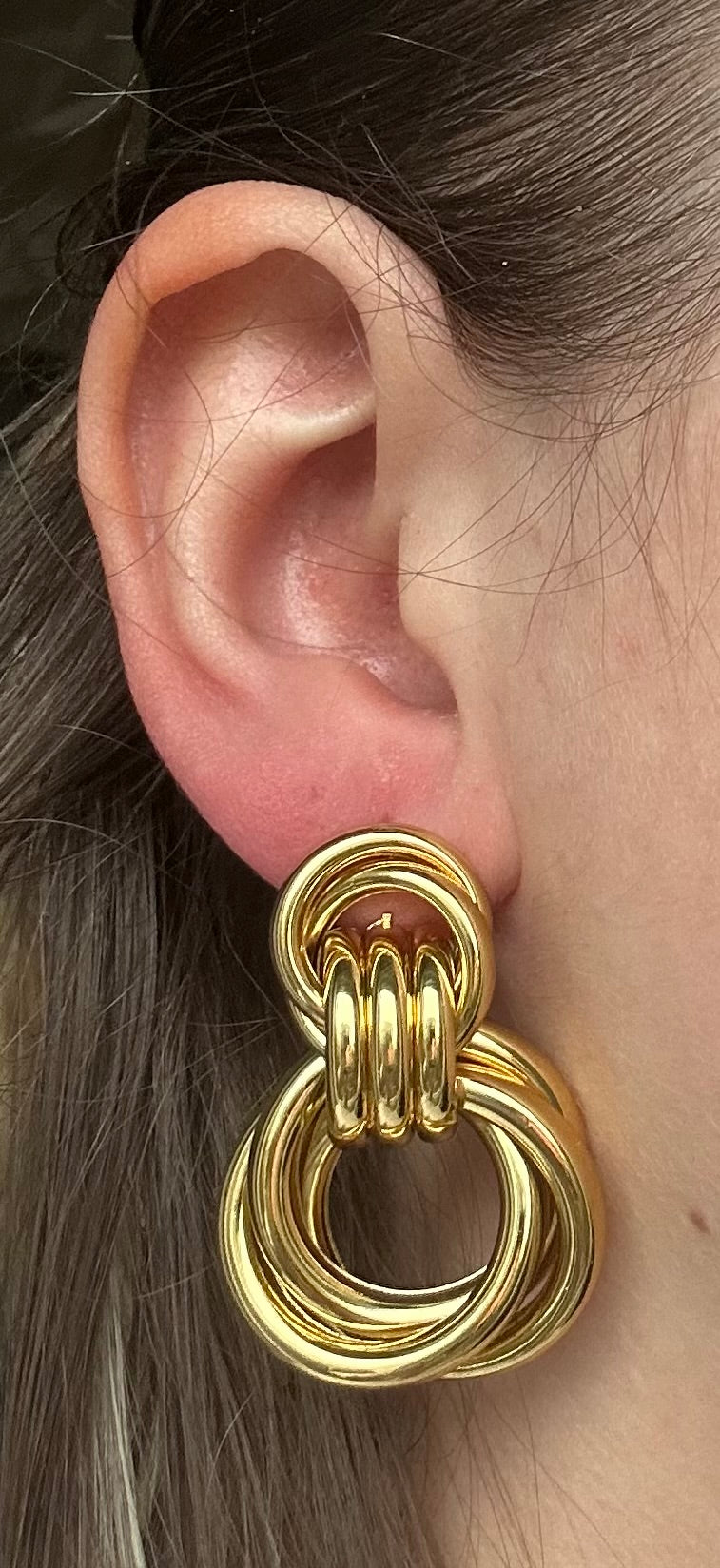 Boucle d’oreille acier inoxydable doré vintage