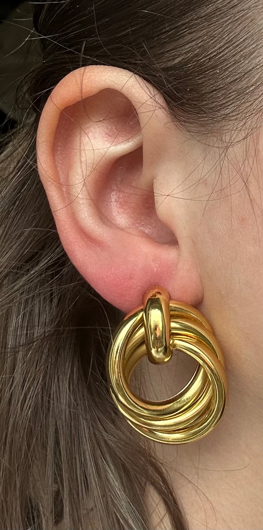 Boucle d’oreille acier inoxydable doré vintage