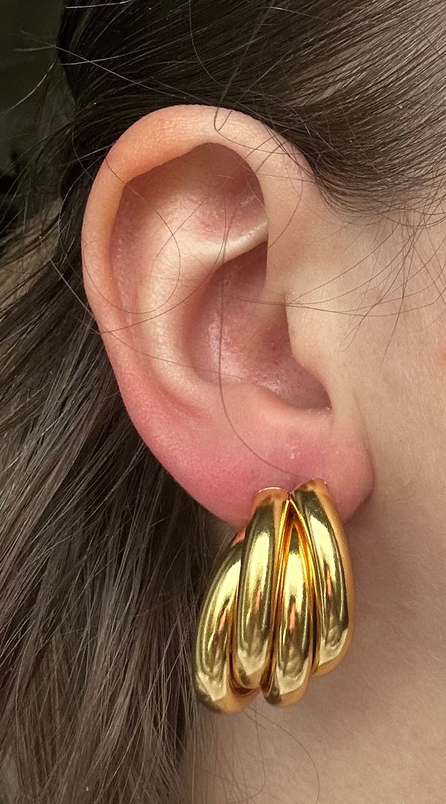 Boucle d’oreille acier inoxydable doré vintage