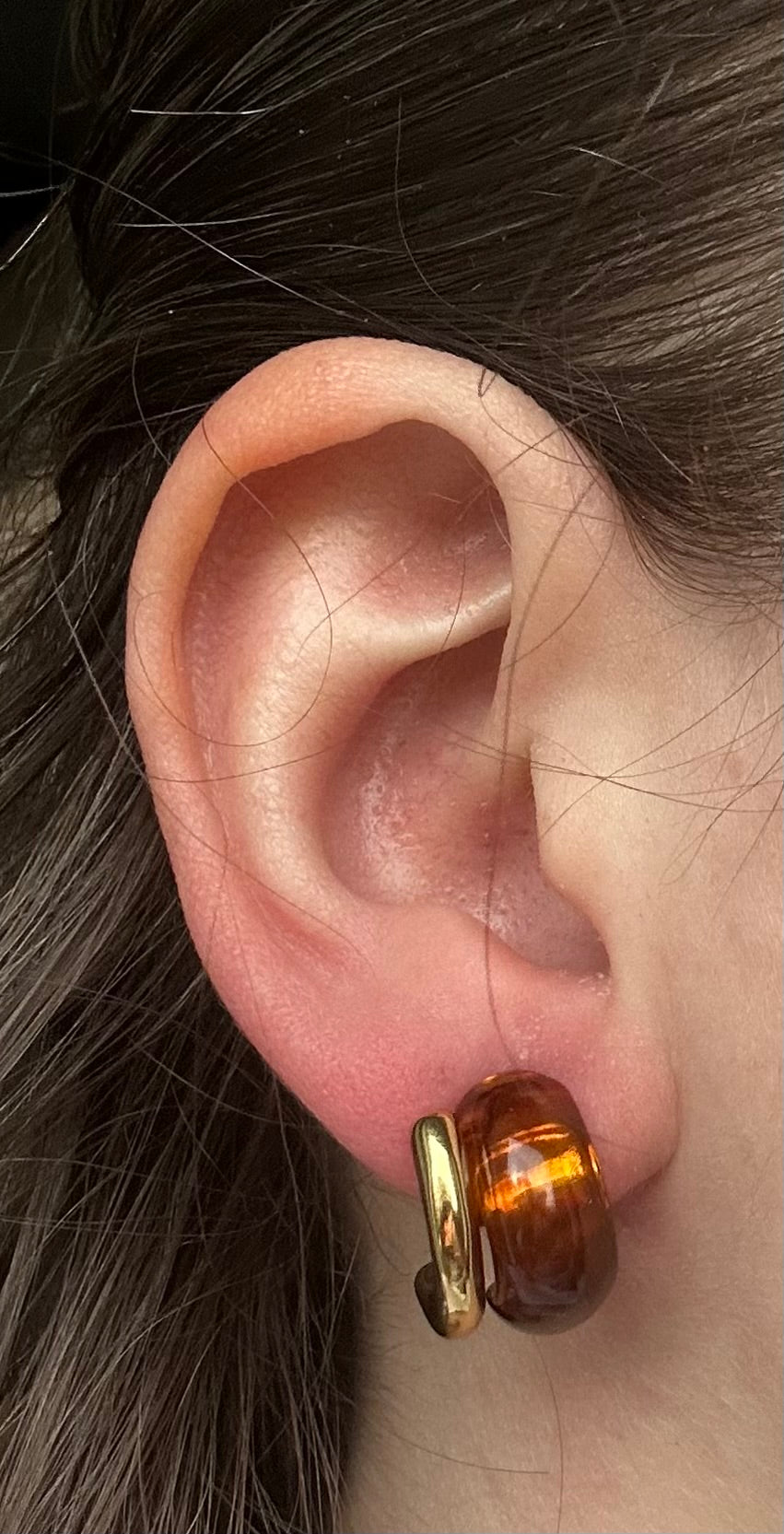 Boucle d’oreille acier inoxydable doré marron