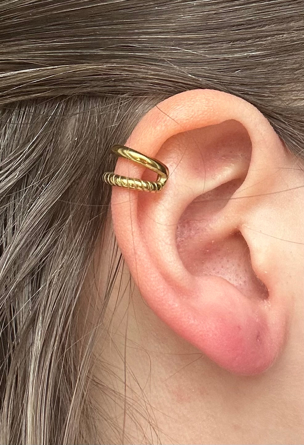 Boucle d’oreille acier inoxydable doré earcuff