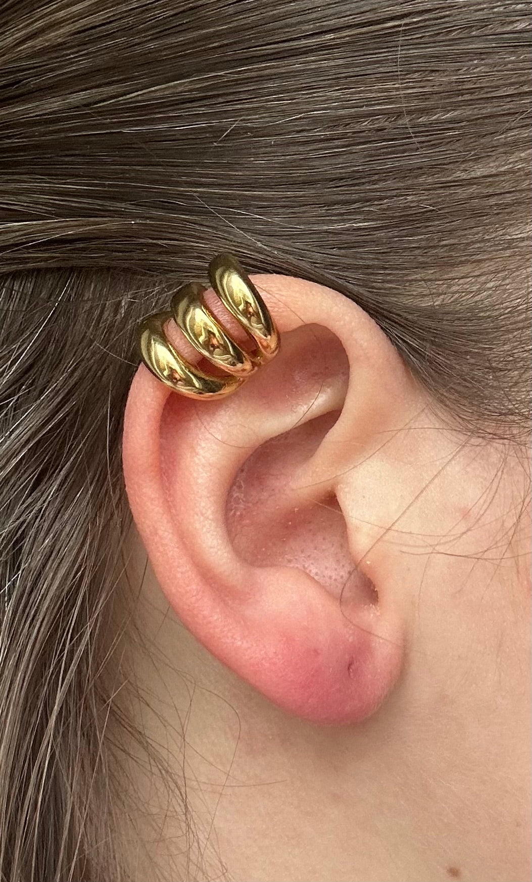 Boucle d’oreille acier inoxydable doré earcuff