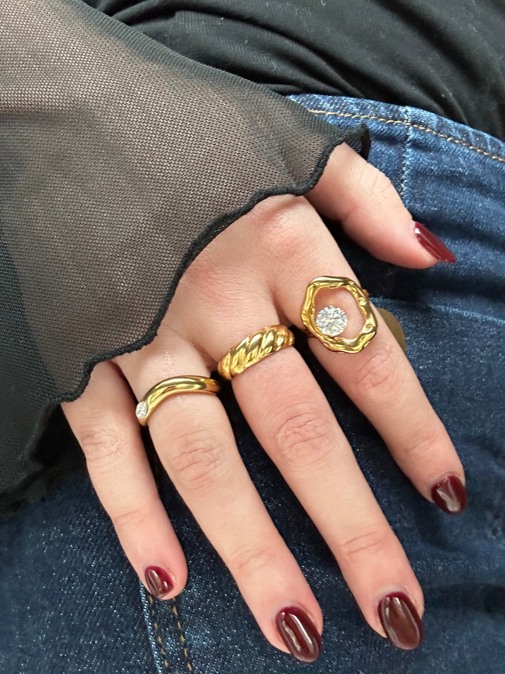 Bague réglable acier inoxydable doré