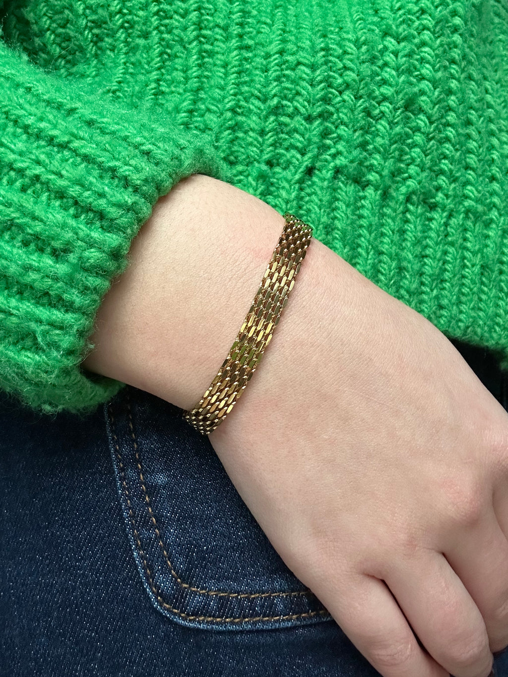 Bracelet réglable acier inoxydable doré épais